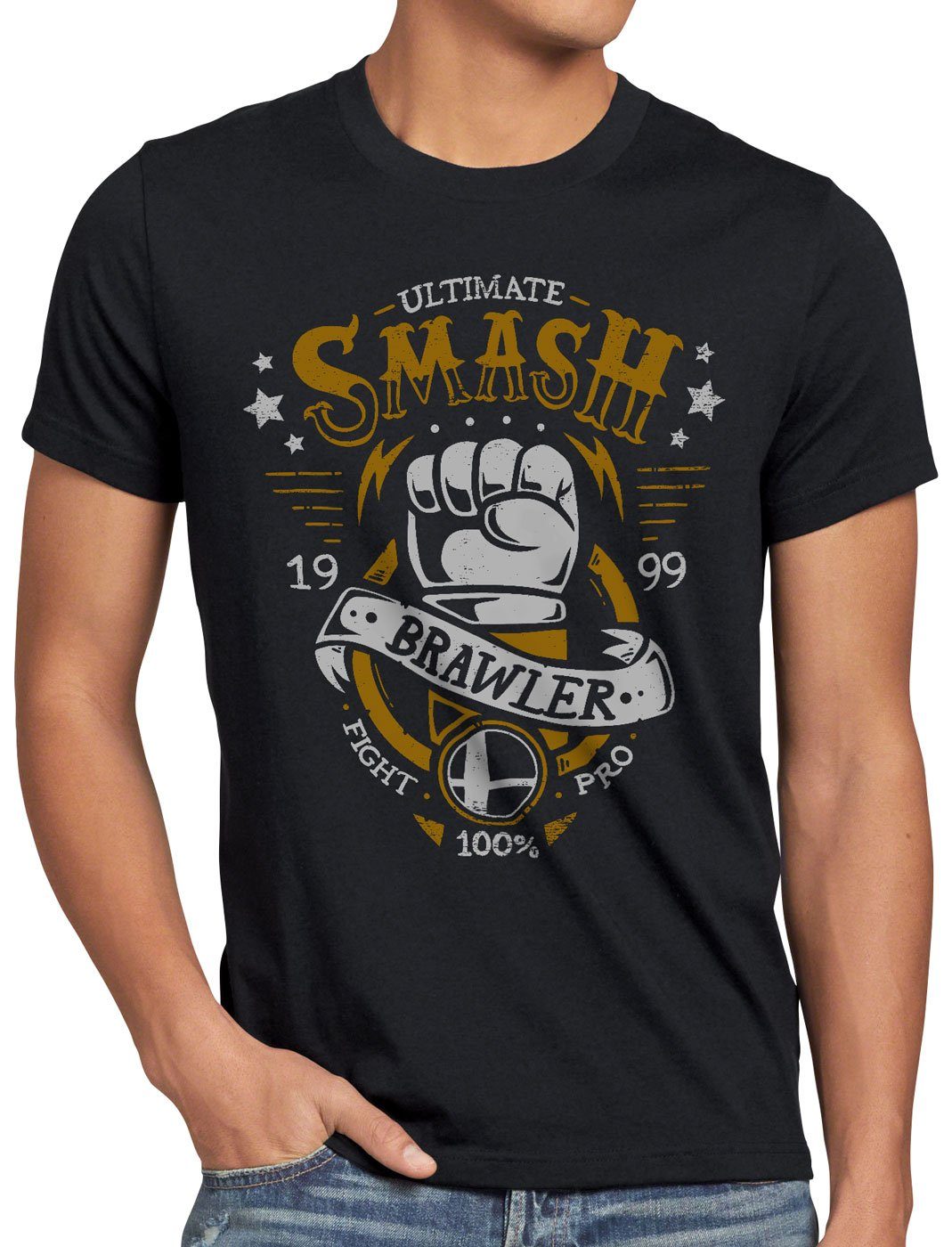 style3 Print-Shirt Herren T-Shirt Smash Brawler Ultimate bros Switch