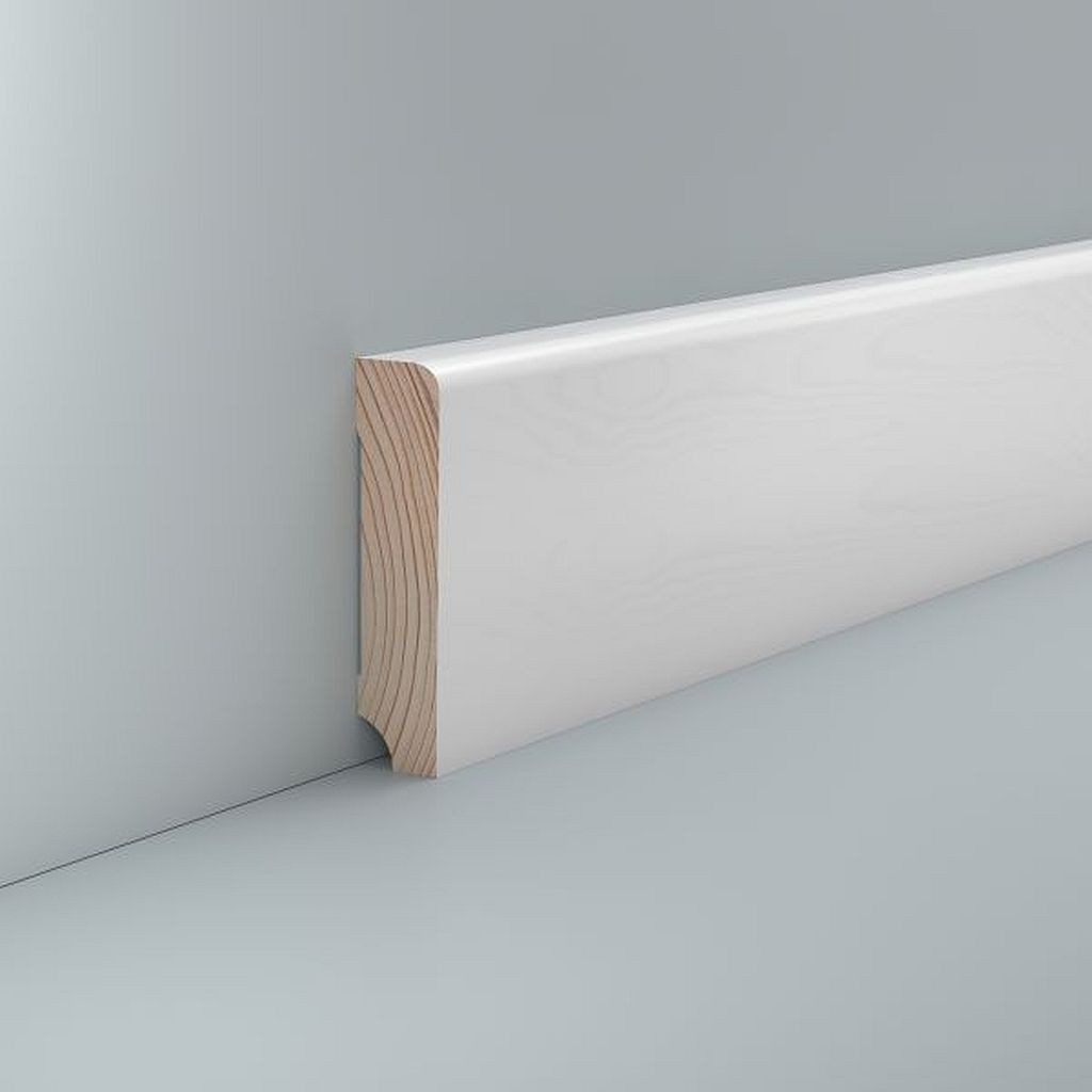 Südbrock Sockelleiste Sockelleiste weiß Holz 19 x 80 mm Kiefer lackiert RAL 9016 Fußleiste, L: 250 cm, H: 8 cm, 1-St.