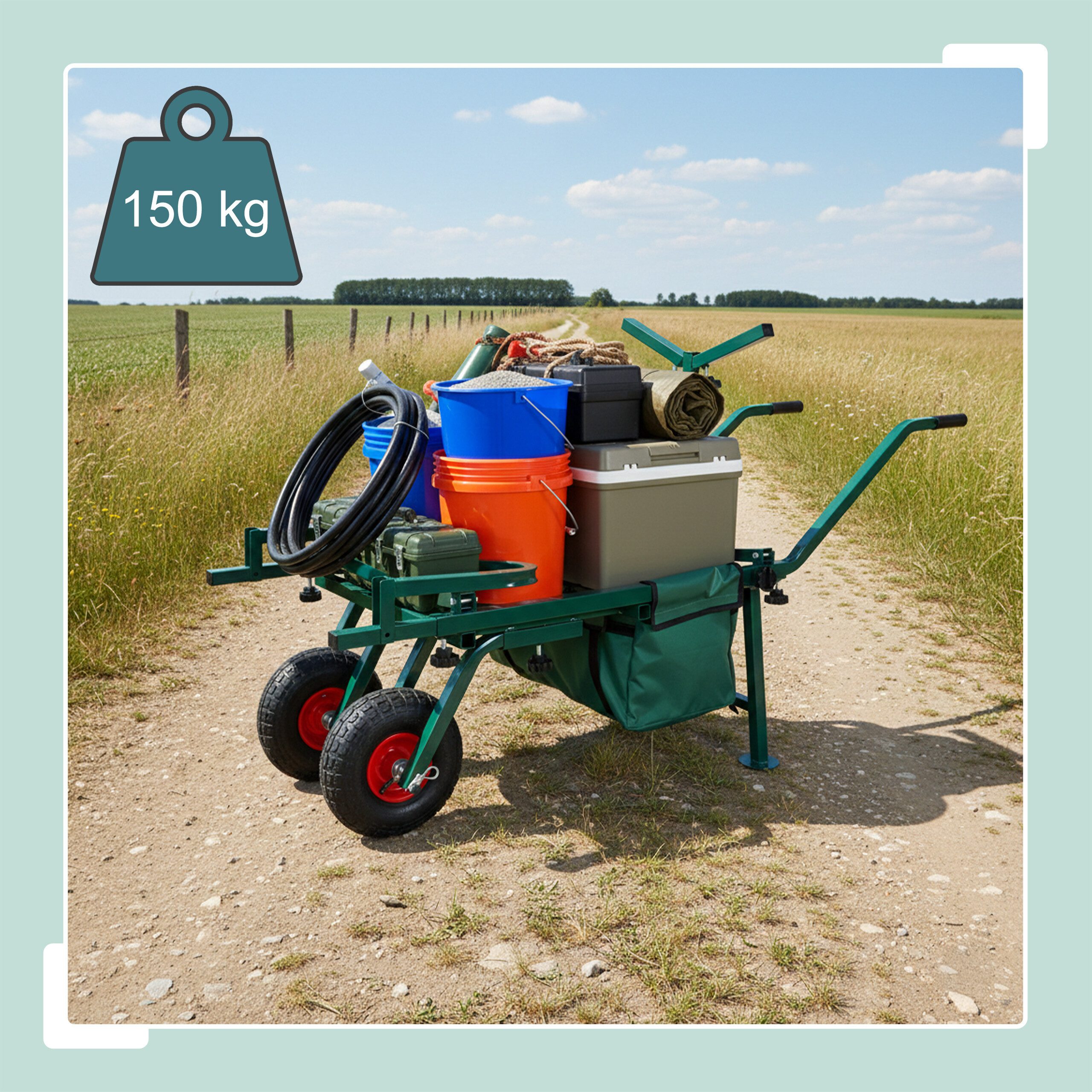 relaxdays Transportkarren Angelwagen Transportwagen mit Tasche, grün