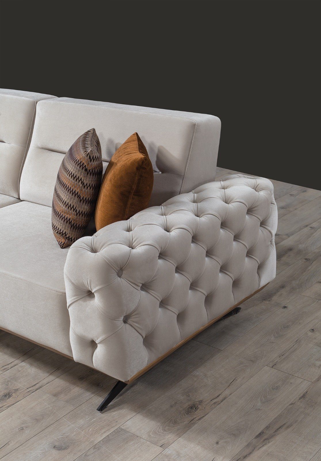Möbel Quality in 1 Creme Polyester) Stk. Turkey, Cuba, Luxus-Microfaser (100% 2-Sitzer, Sofa Made Villa