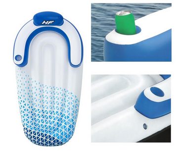 Bestway Badeinsel Hydro Force Indigo Wave, (Wasserliege mit Becherhalter für eine Person), Schwimmliege mit Kopstütze