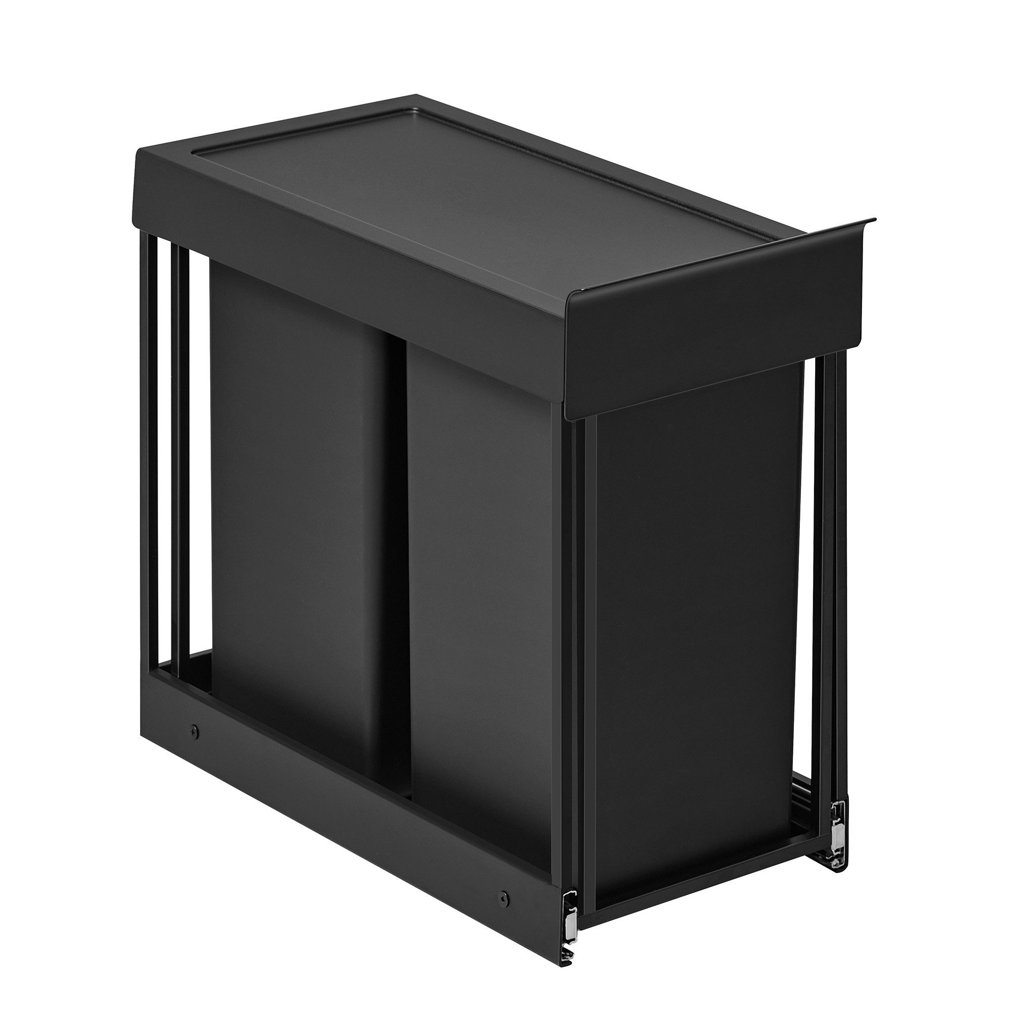 SONGMICS Mülleimer Mülltrennsystem für Unterschrank, 2X15L 2X20L, Mülleimer küche, Abfalleimer 2 Fächer, ausziehbar, Stahlrahmen