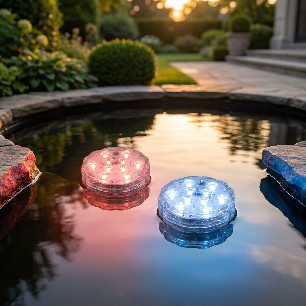 GLOBO LIGHTING Gartenleuchte, LED-Leuchtmittel fest verbaut, Farbwechsel, Poollampe Schwimmlicht Gartendeko Außenlampe RGB Farbwechsel D 7 cm 2x