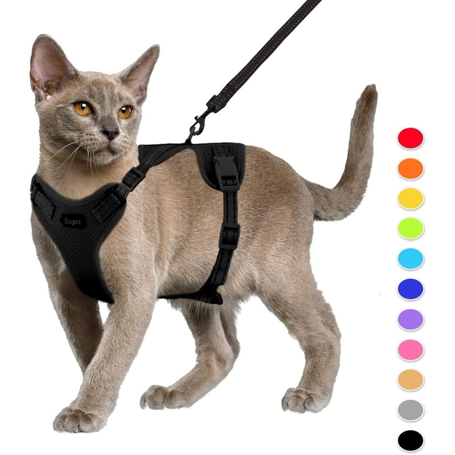 Supet Katzen-Halsband Katzengeschirr und Leine Set Fluchtsicher verstellbar refl