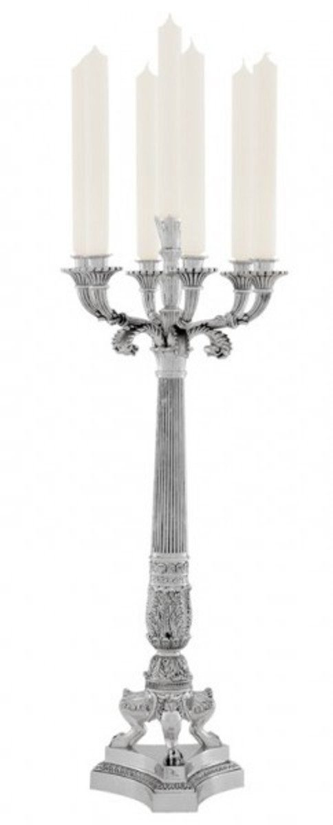 Casa Padrino Kerzenständer Massiver Luxus Kerzenständer Antikstil versilbert 79 x 30 cm - Kerzenhalter