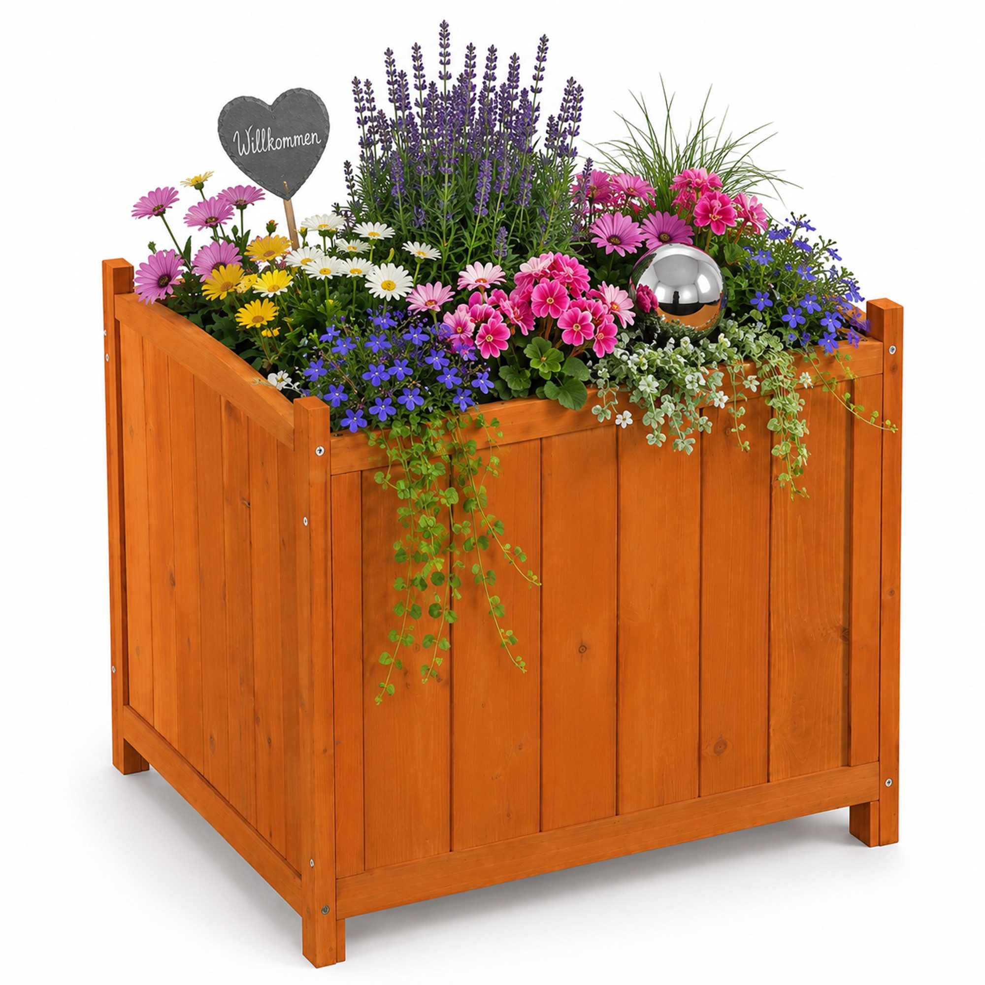 Mucola Pflanzkübel 50cm Blumentopf eckig Blumen Pflanztrog Blumenständer Blumenkasten (Stück, 1 St., Pflanzkübel Blumentopf), Einzigartige Maserung