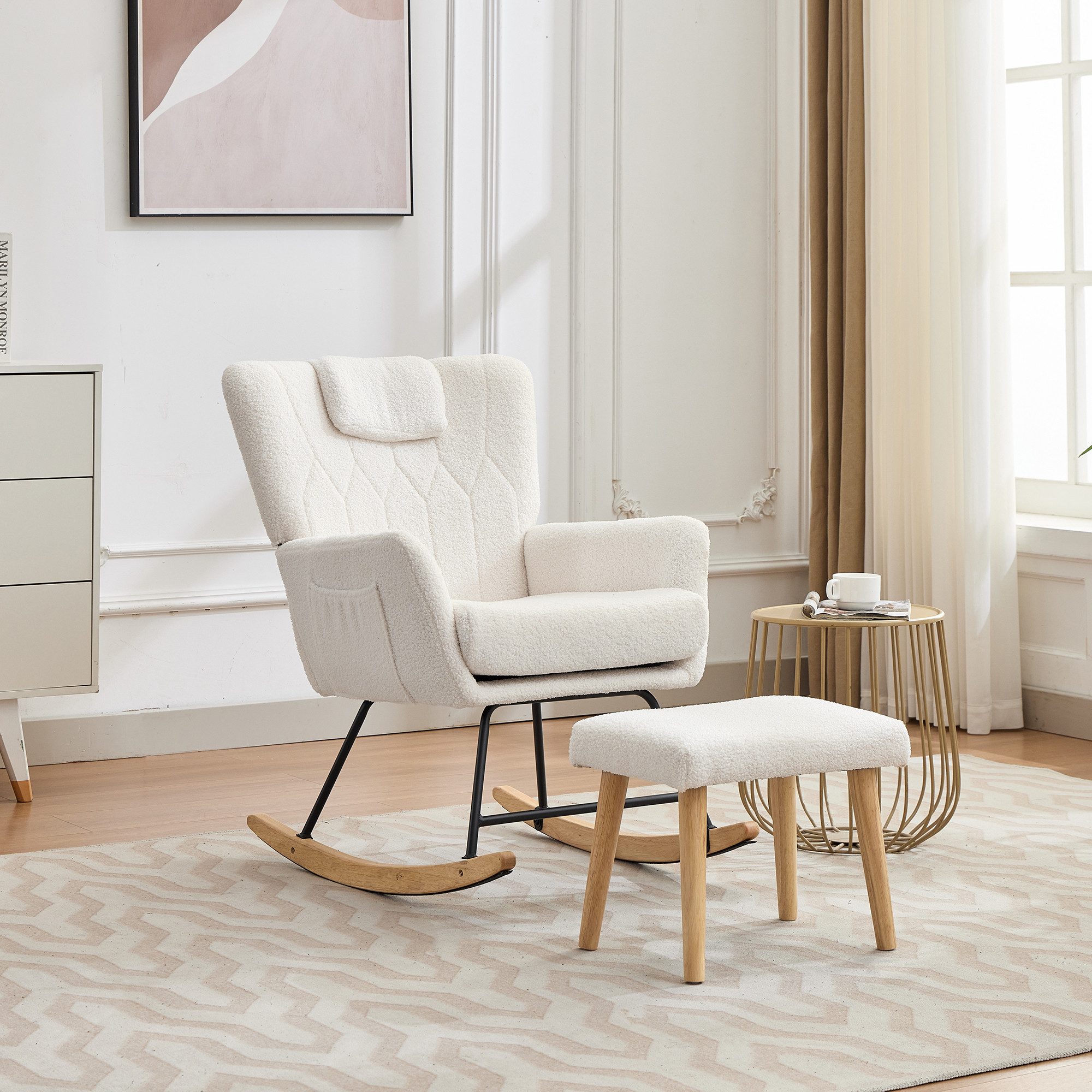 STILVORA Schaukelstuhl mit Fußhocker,Schaukelsessel Relaxsessel mit hoher R günstig online kaufen