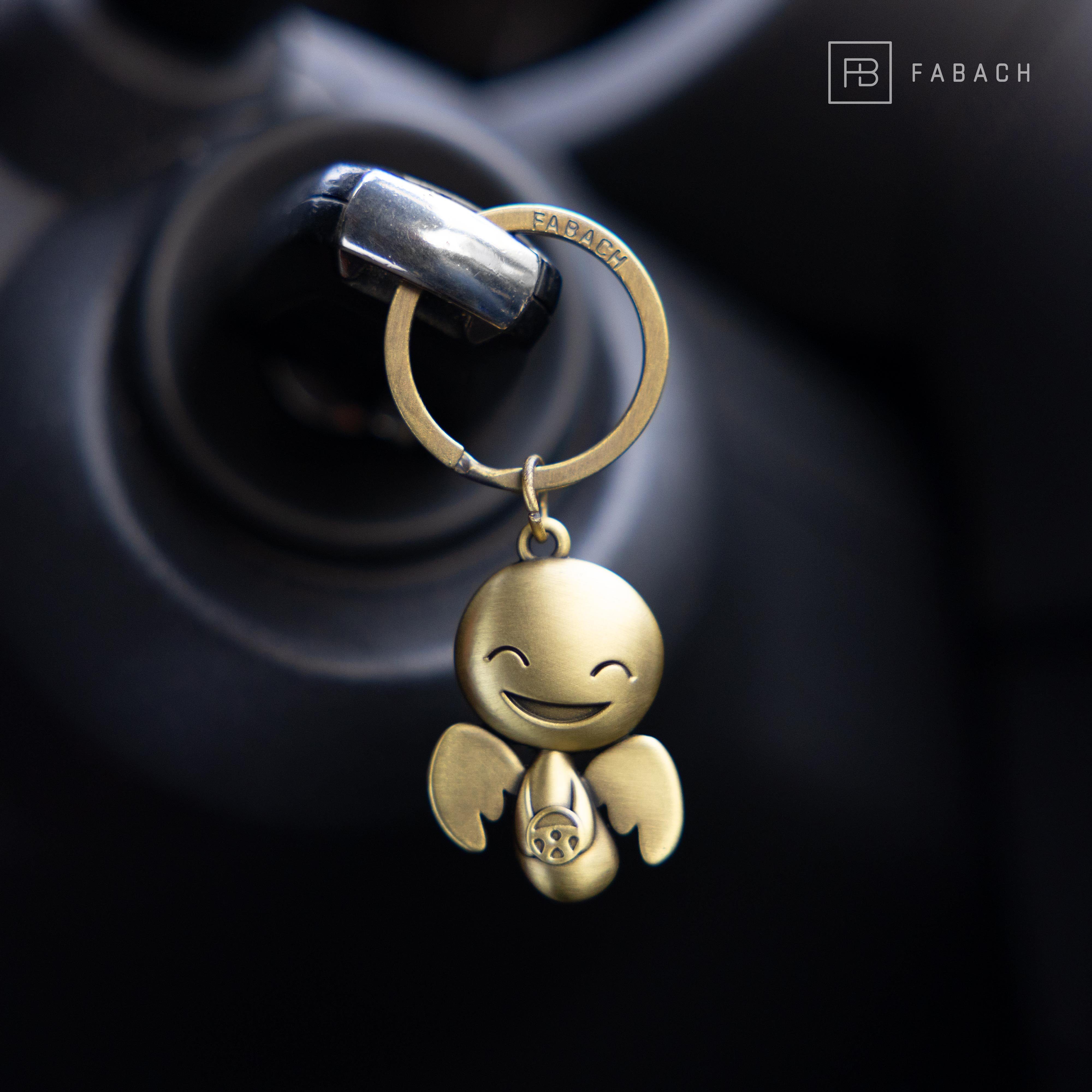 Schlüsselanhänger - Schutzengel Bronze Führerschein FABACH Geschenk Happy Antique mit Lenkrad Glücksbringer