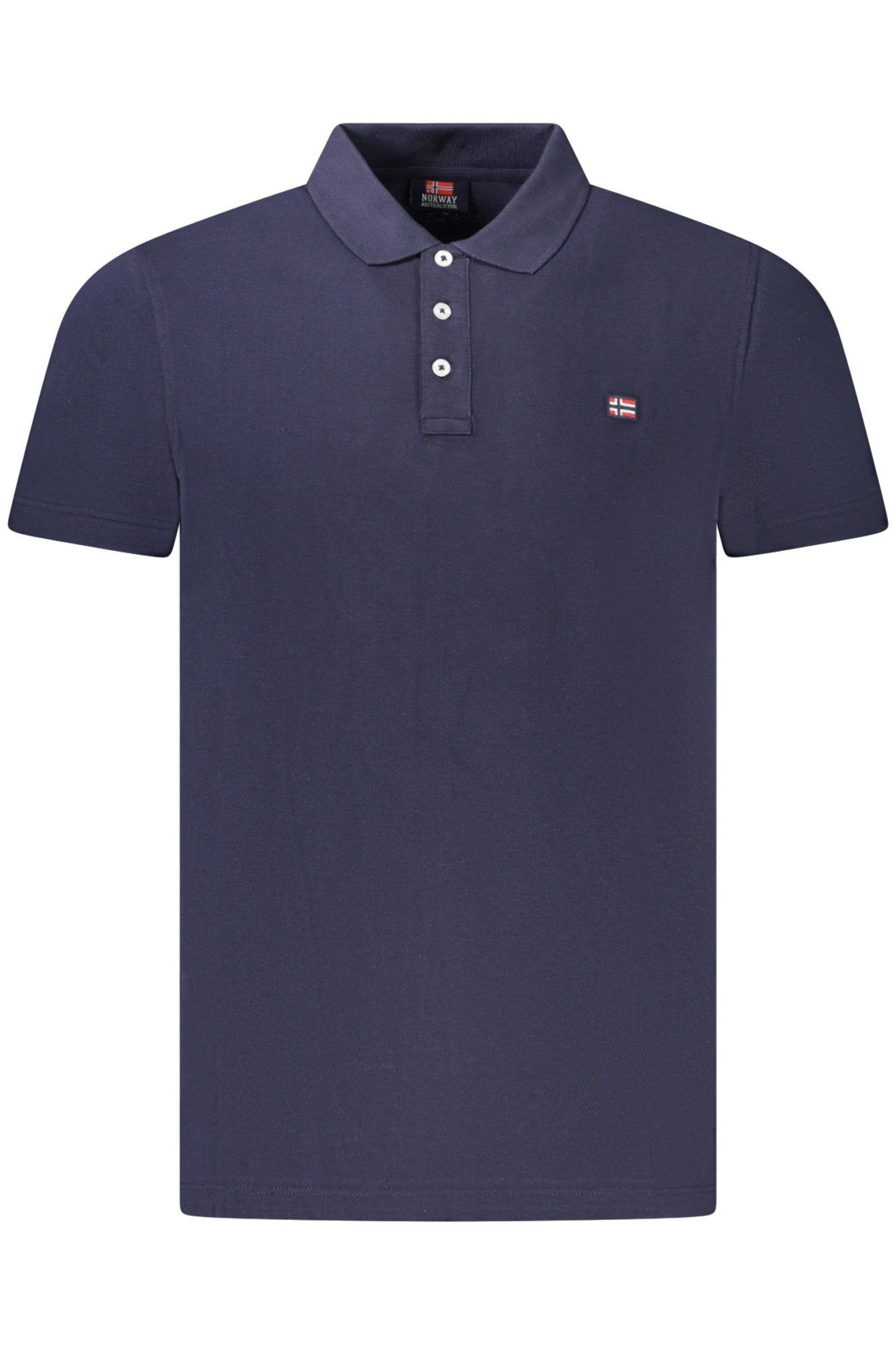 NORWAY 1963 Poloshirt Herren Kurzarm-Poloshirt Blau mit Applikation und 3