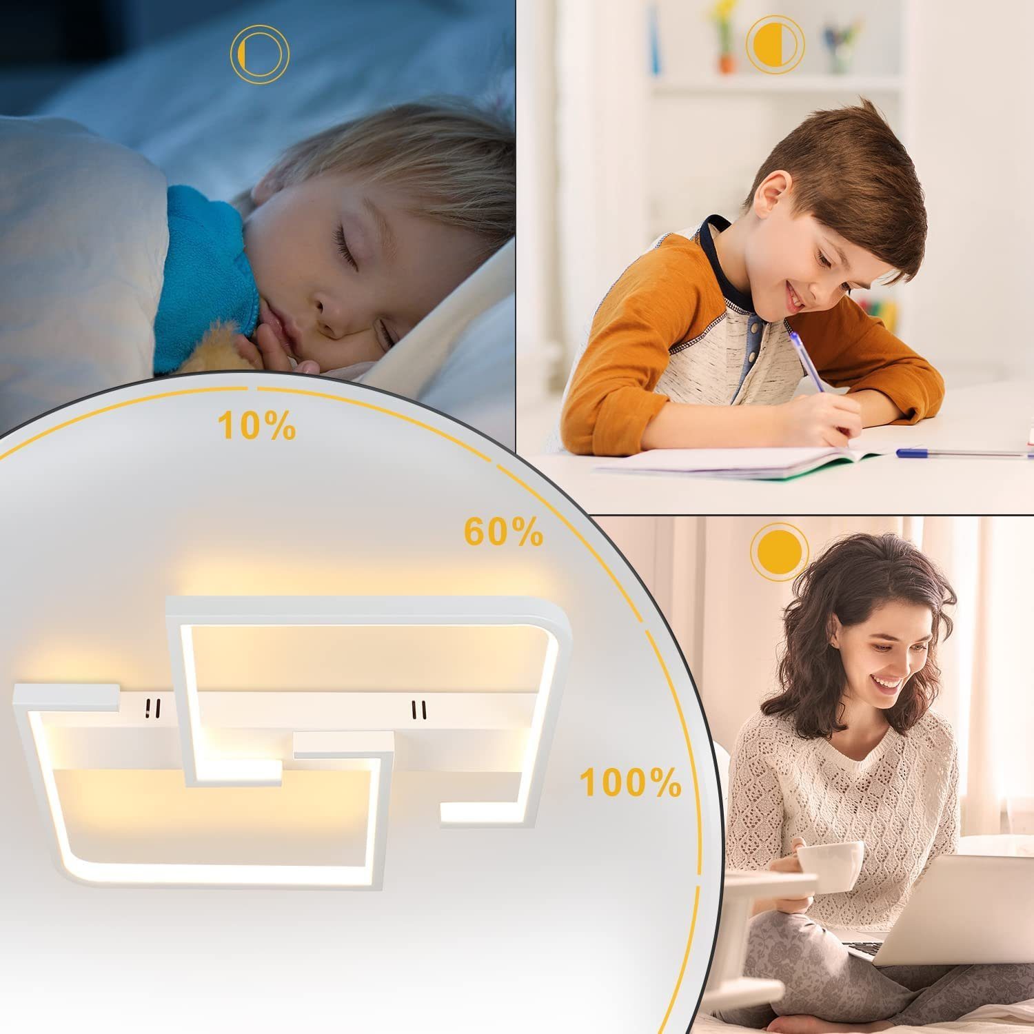 Nettlife LED Deckenleuchte Schwarz Dimmbar Fernbedienung 35W deckenlampe, LED fest integriert, Warmweiß, Neutralweiß, Kaltweiß, für Schlafzimmer Schlafzimmer Kü – Bild 5 von 5