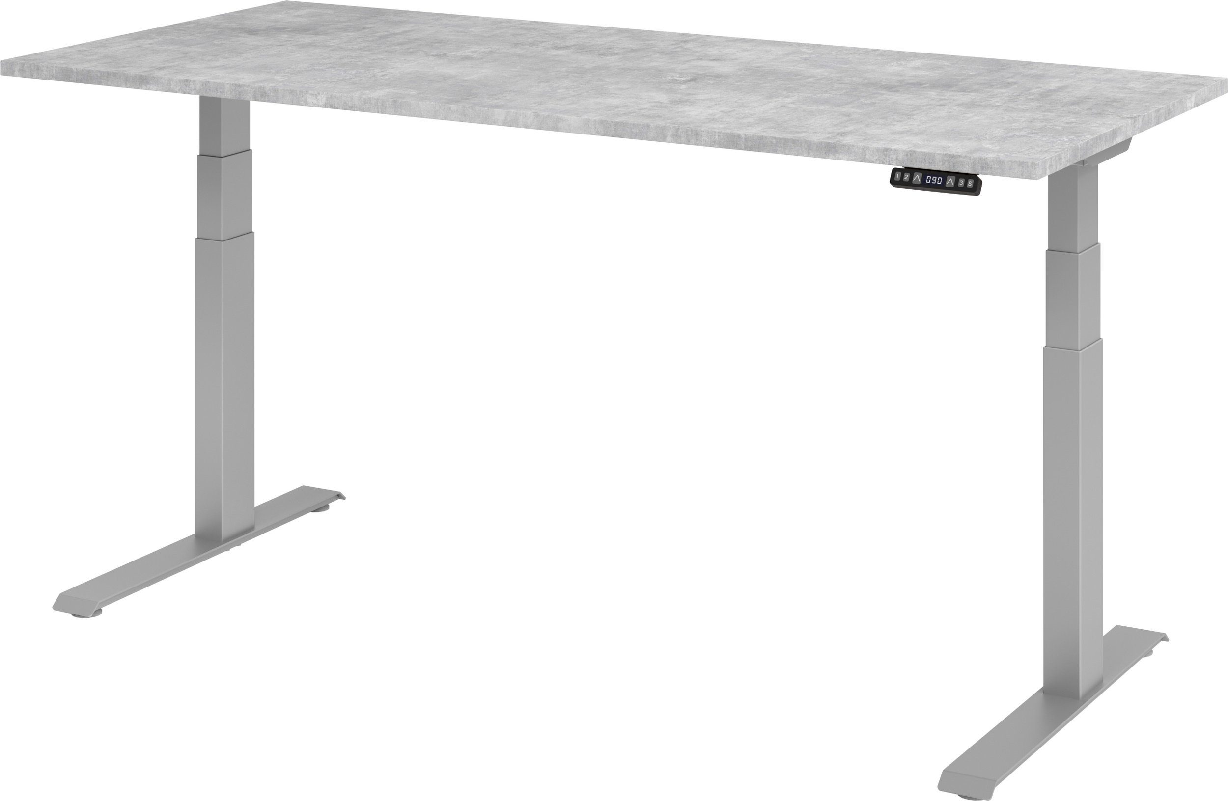 bümö Schreibtisch Schreibtisch elektrisch XDKB, Dekor: - Beton Rechteck: - Silber 180 Gestell: Beton 80 cm | Silber x