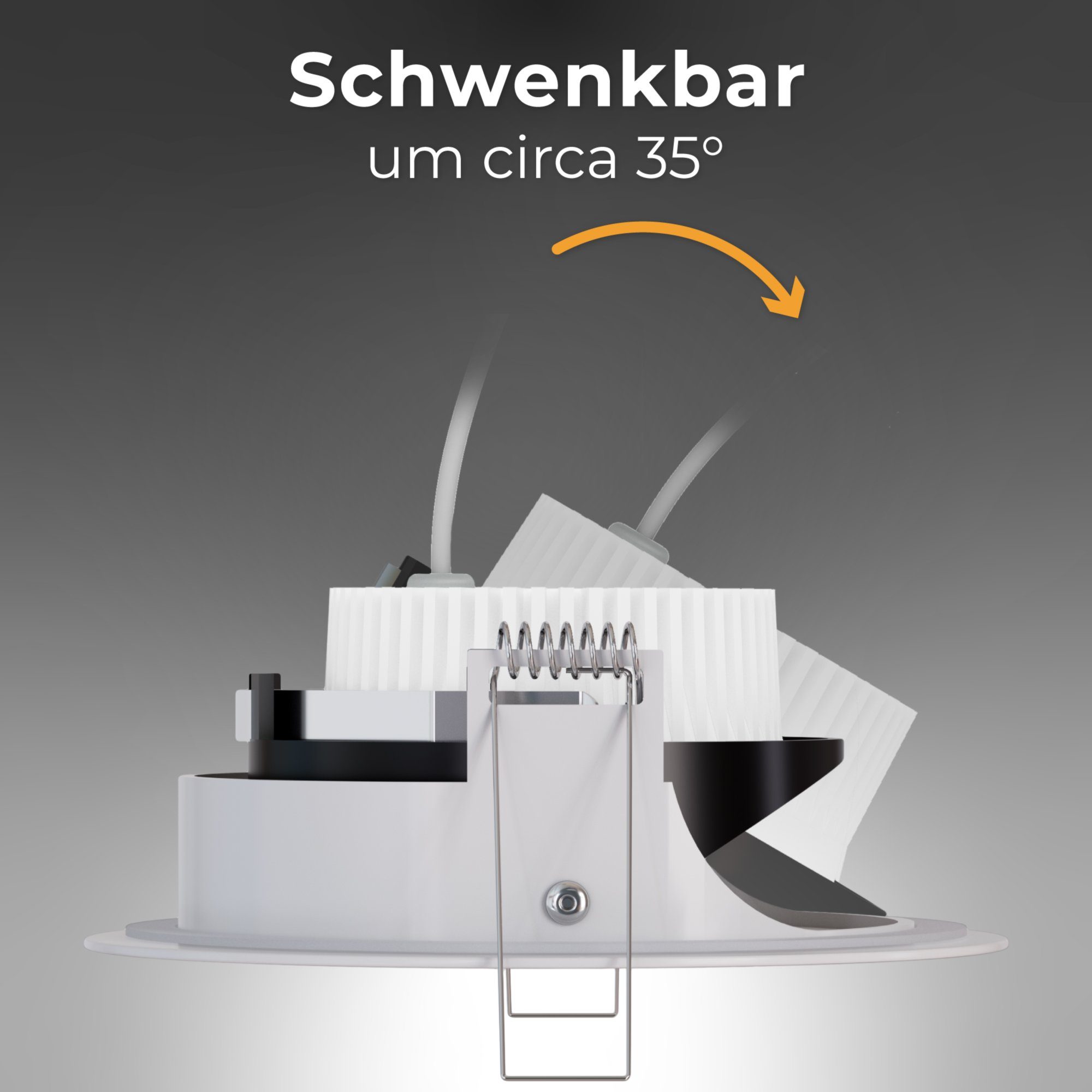 weiss warm Außen-Deckenleuchte & YOKU mit LED SSC-LUXon Einbauspot IP65 schwenkbar, flach fourSTEP