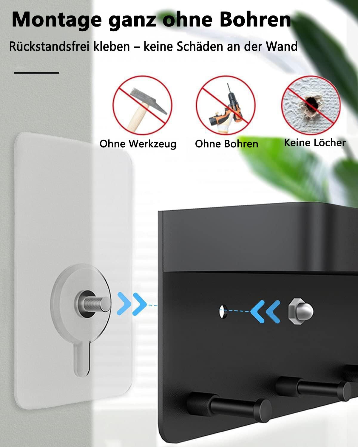 Refined Living Schlüsselbrett Schlüsselbrett mit Ablage,Selbstklebend Schlüsselhalter ohne Bohren, (Modern Schlüsselboard Schlusselhanger Schlüssel Aufbewahrung, 1 St., Schlüsselleiste Wandorganizer Hakenleiste mit 6 Haken), Schlüsselaufbewahrung,Heimdekoration, für Eingang, Küche, Wohnzimmer