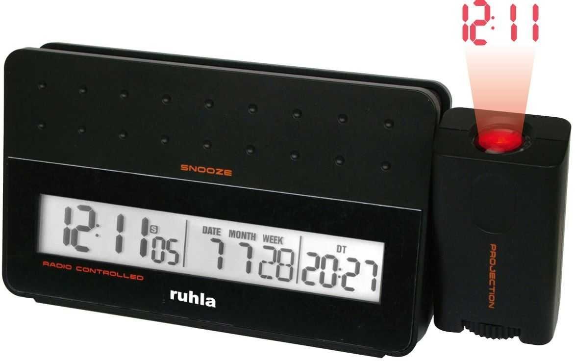 UMR Ruhla Projektionswecker Funkwecker mit Projektion - schwarz - RC-Clock 170-1