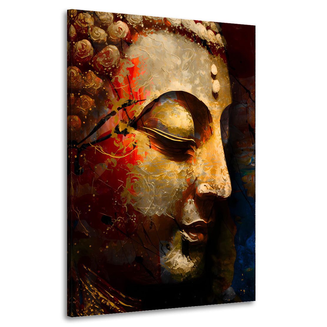 Artedinoi Leinwandbild Buddha meditativ Gold abstrakt Leinwandbild Wandbild XXL Deko, Buddha, meditativ abstrakt