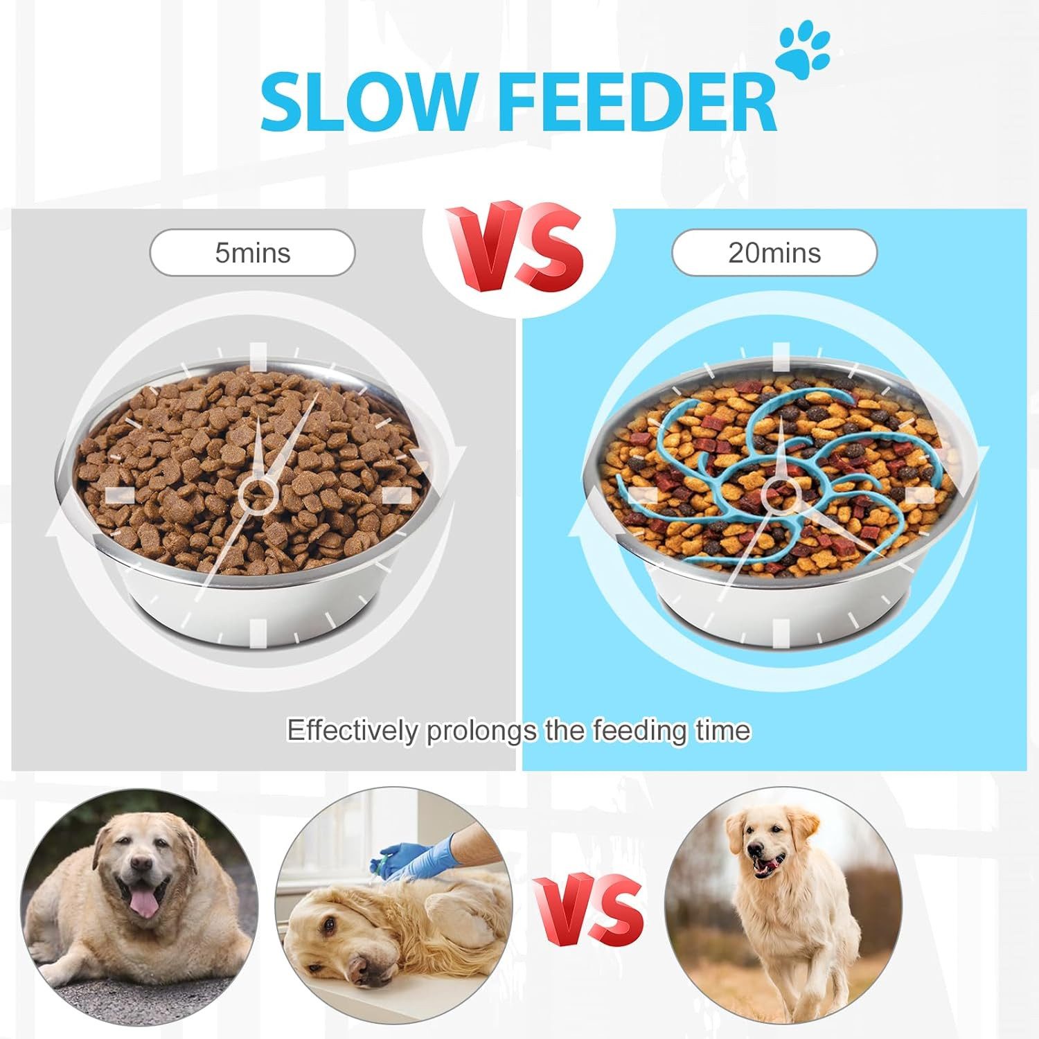 FELIXLEO Antischlingnapf Anti Schling Napf Einfügen Hunde Slow Feeder Kieselgel Hellblau