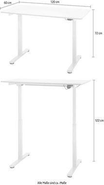 MCA furniture Schreibtisch Nakuru, elektrisch höhenverstellbar von 72-122 cm, Breite 120 cm