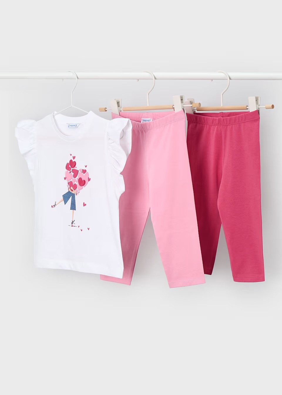 Mayoral Shirt & Leggings 3-teiliges Mädchen Set mit Herzen – T-Shirt & 2 Leggings
