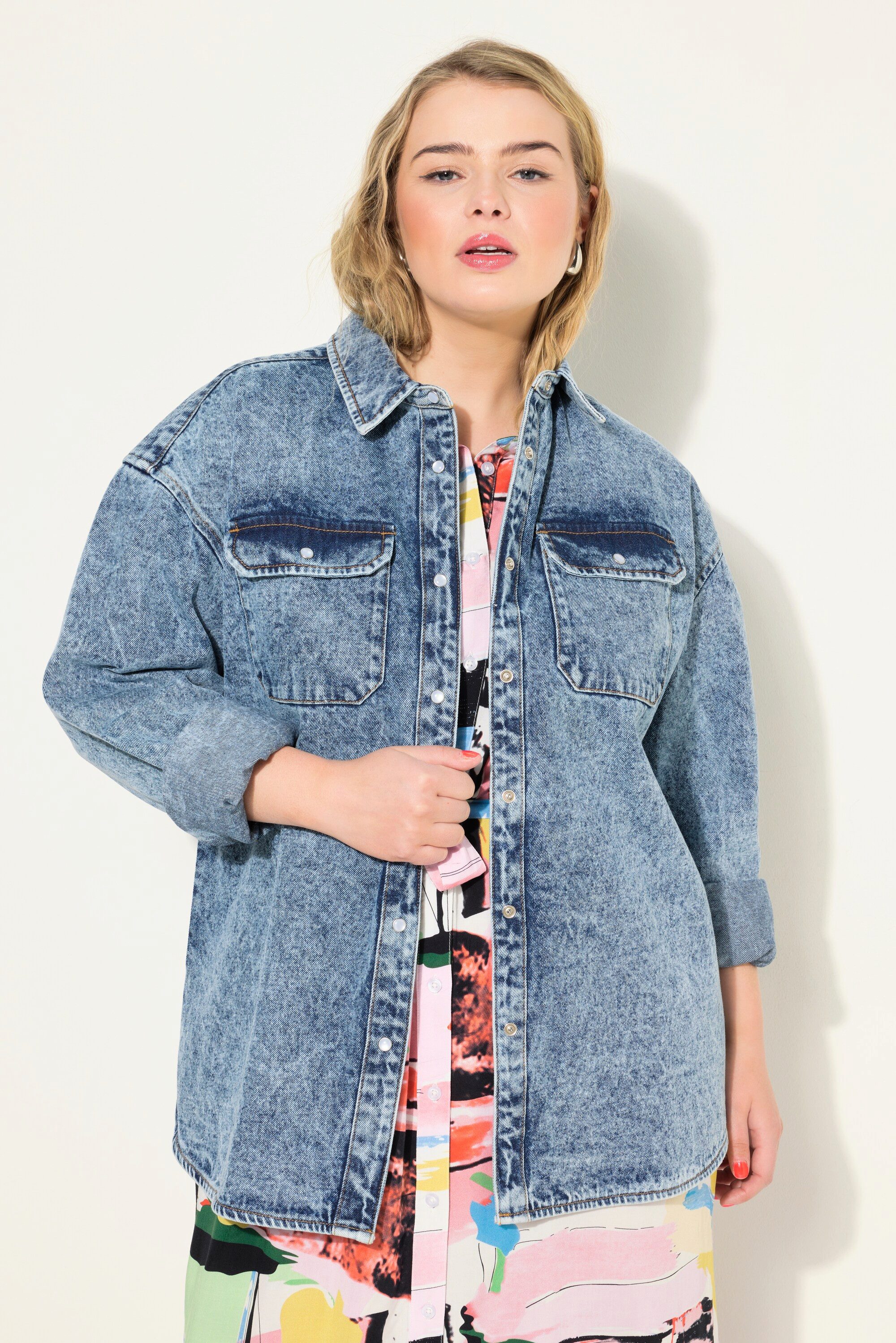 Studio Untold Hemdbluse Jeanshemd oversized Vintage Look Langarm günstig online kaufen