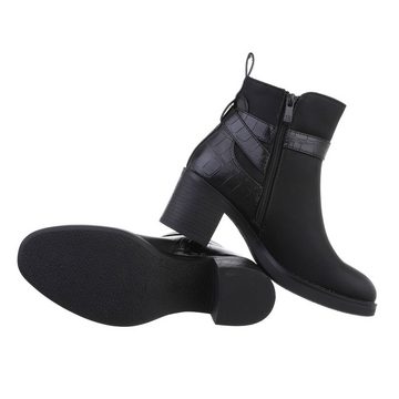 Ital-Design Damen Freizeit Stiefelette Blockabsatz Klassische Stiefeletten in Schwarz