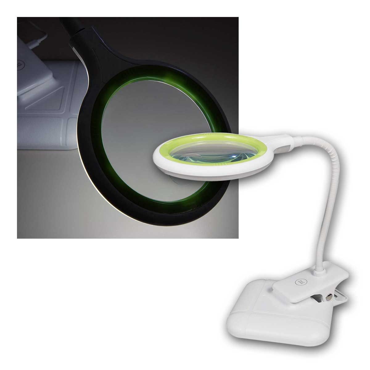 McShine Standlupe Lupenleuchte 36 LEDs, Tisch+Klemmleuchte, dimmbar