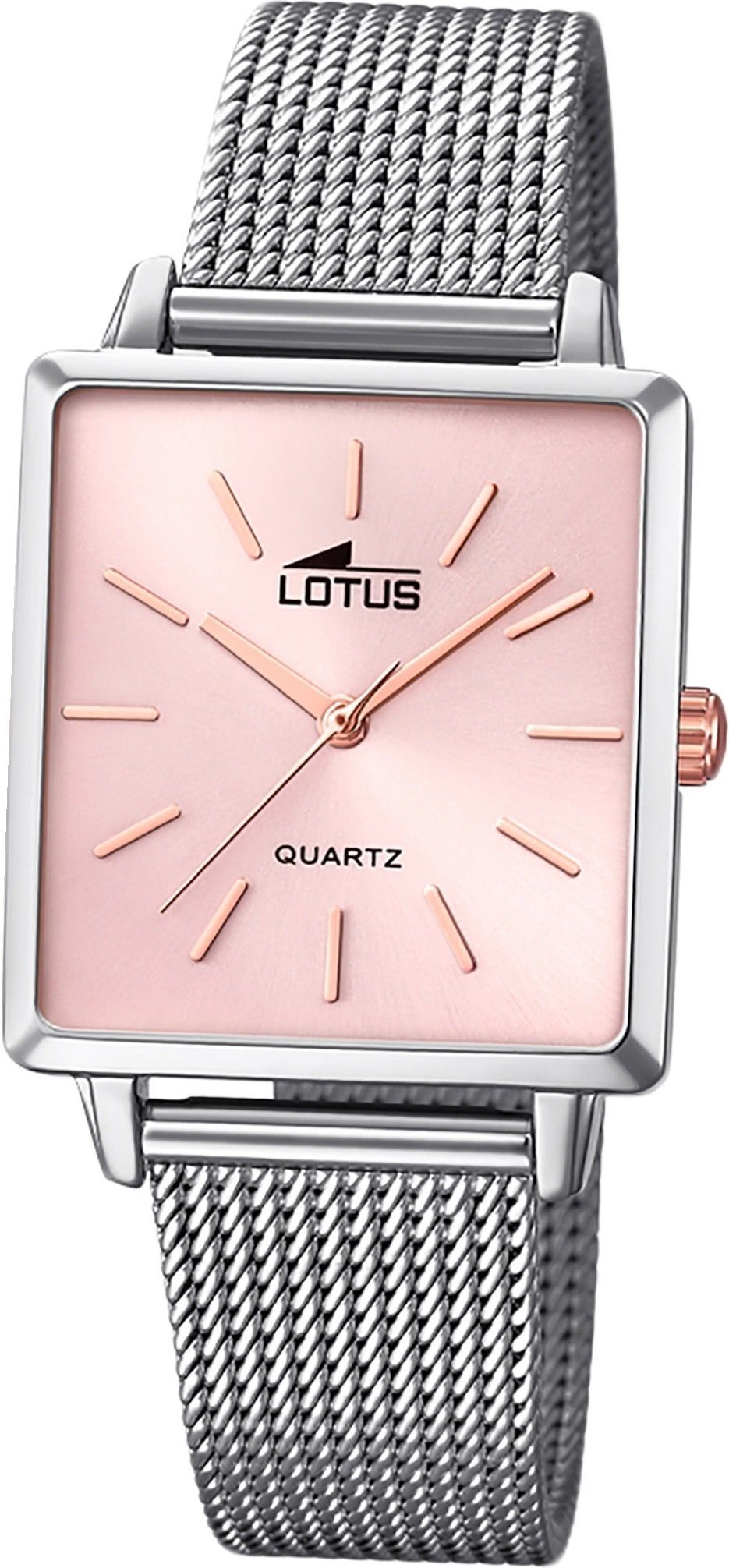 Lotus Quarzuhr LOTUS Edelstahl Damen Uhr 18718/2, Damenuhr mit Edelstahlarmband, eckiges Gehäuse, klein (ca. 27mm), Fash