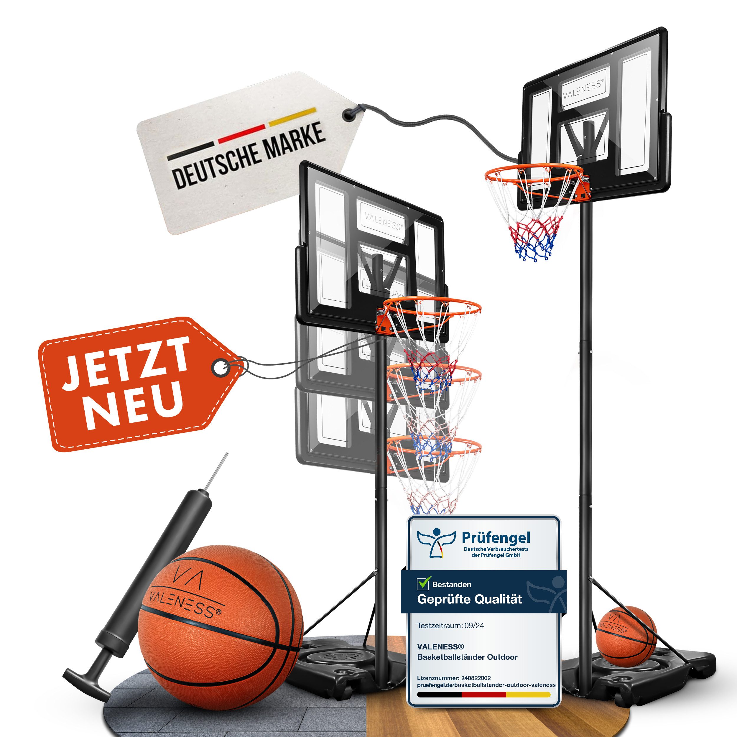 VALENESS Basketballkorb VALENESS® Basketballständer Outdoor - verstellbar [135 bis 305 cm] (1-St)