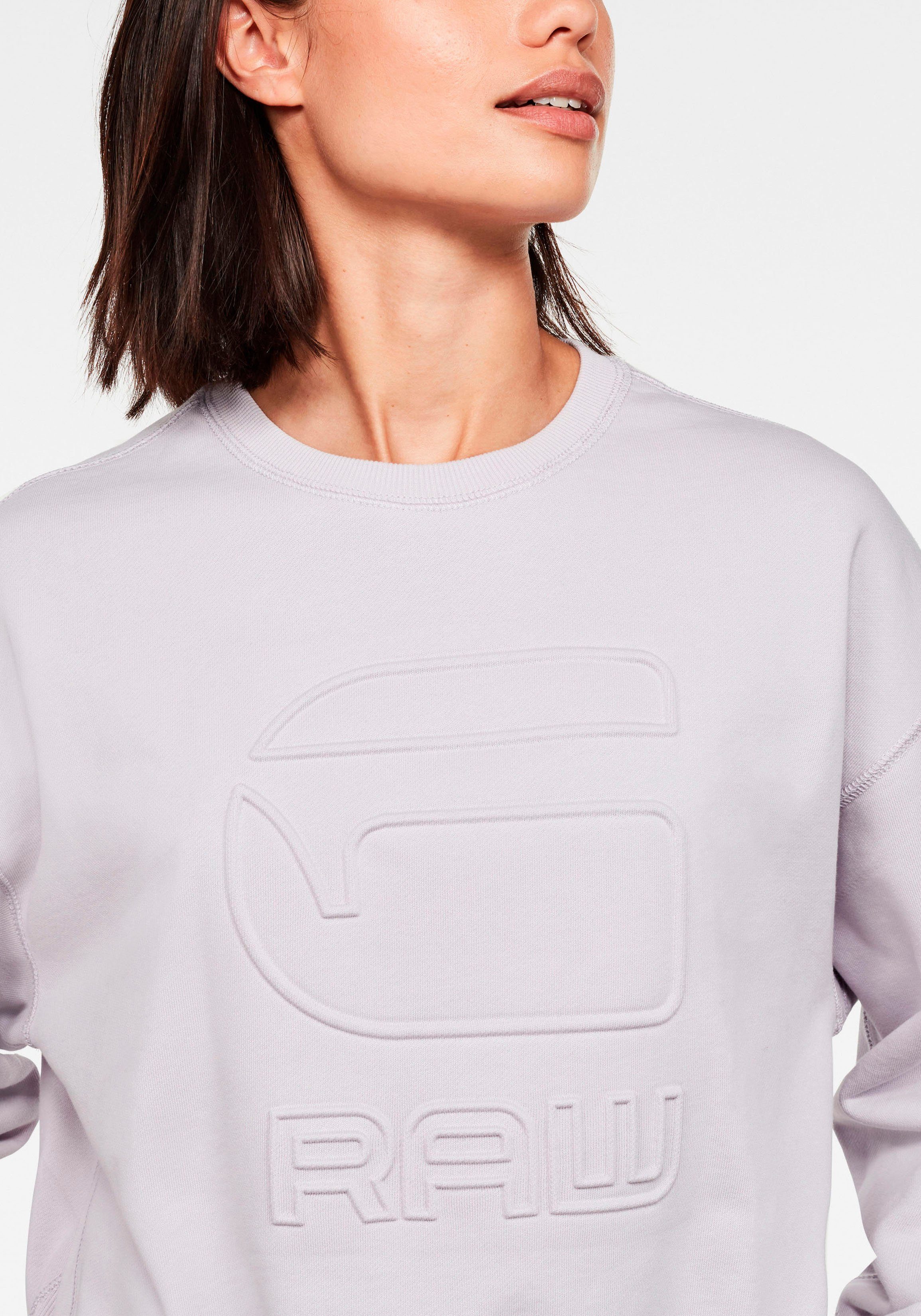 Damen Pullover G-Star RAW Sweatshirt Loose Sweatshirt mit geprägten G-Star RAW Logo vorne