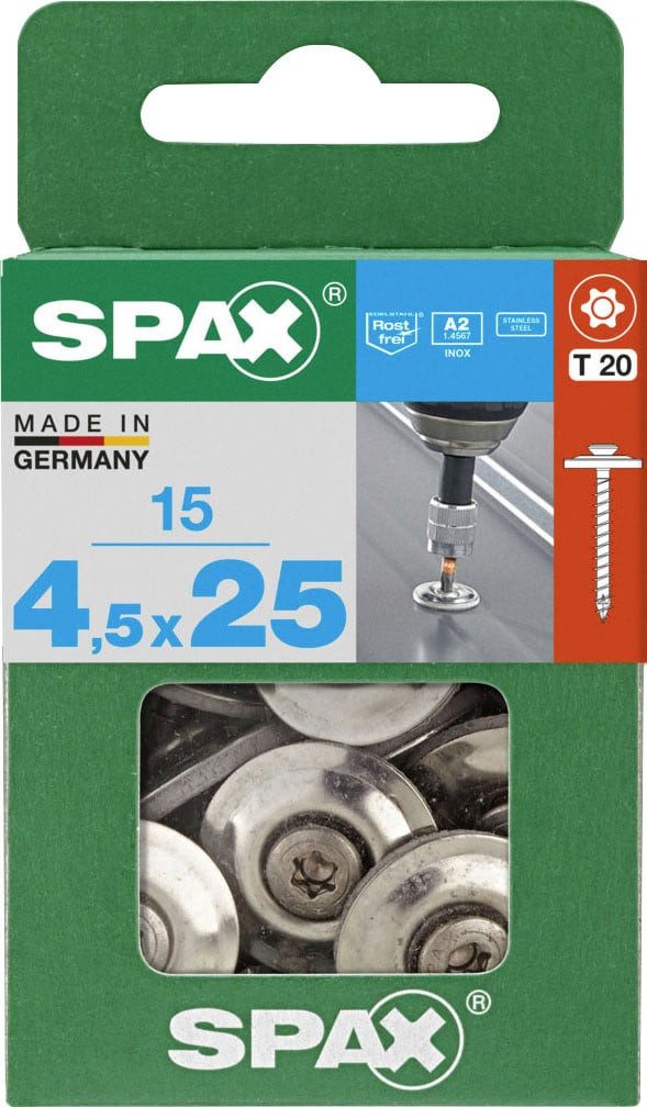 SPAX Spenglerschraube Spax Spenglerschrauben 4,5 x 25 mm T20 Vollgewinde
