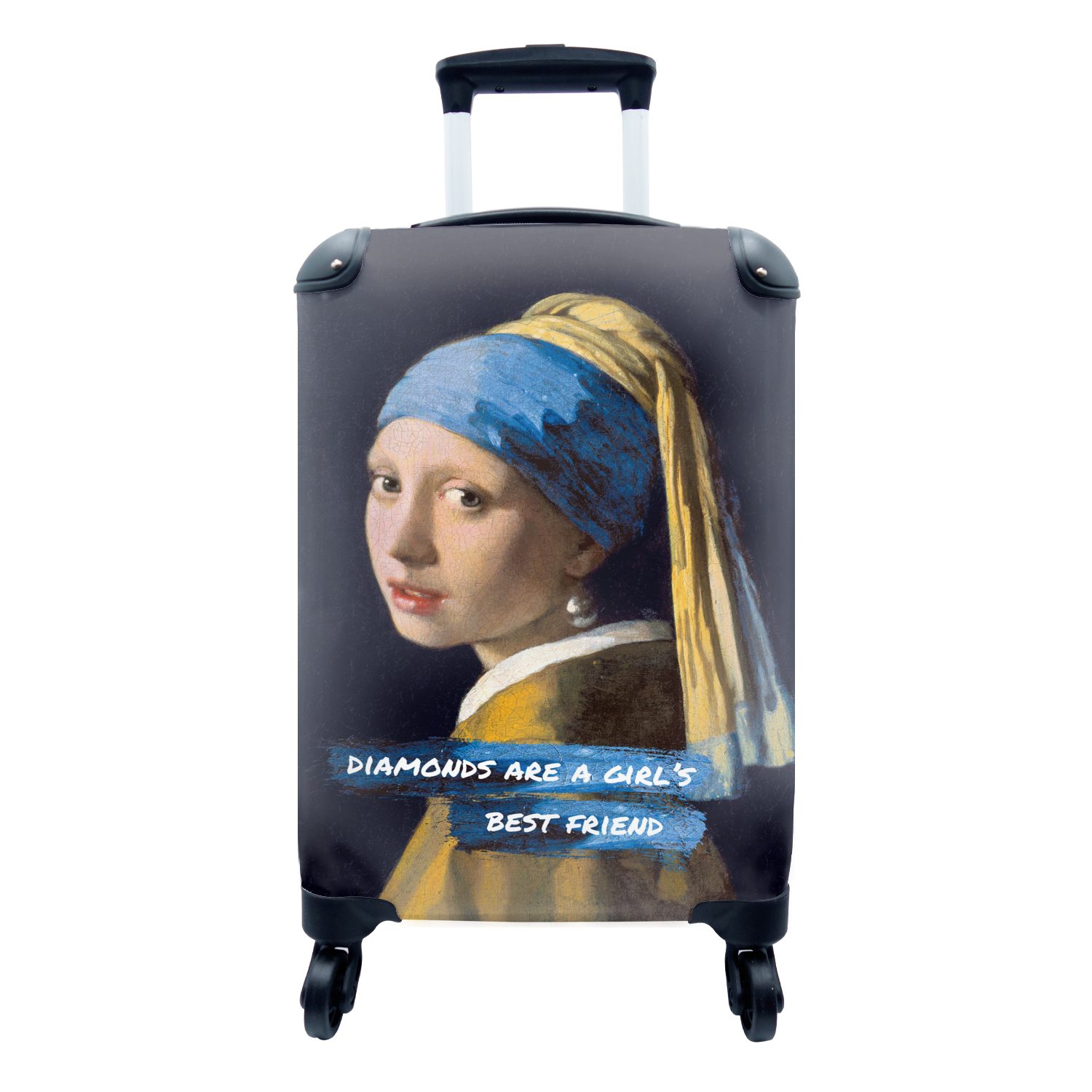 MuchoWow Handgepäckkoffer Vermeer - Reisetasche für Das 4 Trolley, dem Mädchen rollen, mit mit Perlenohrring Handgepäck Rollen, - Ferien, Reisekoffer Zitat