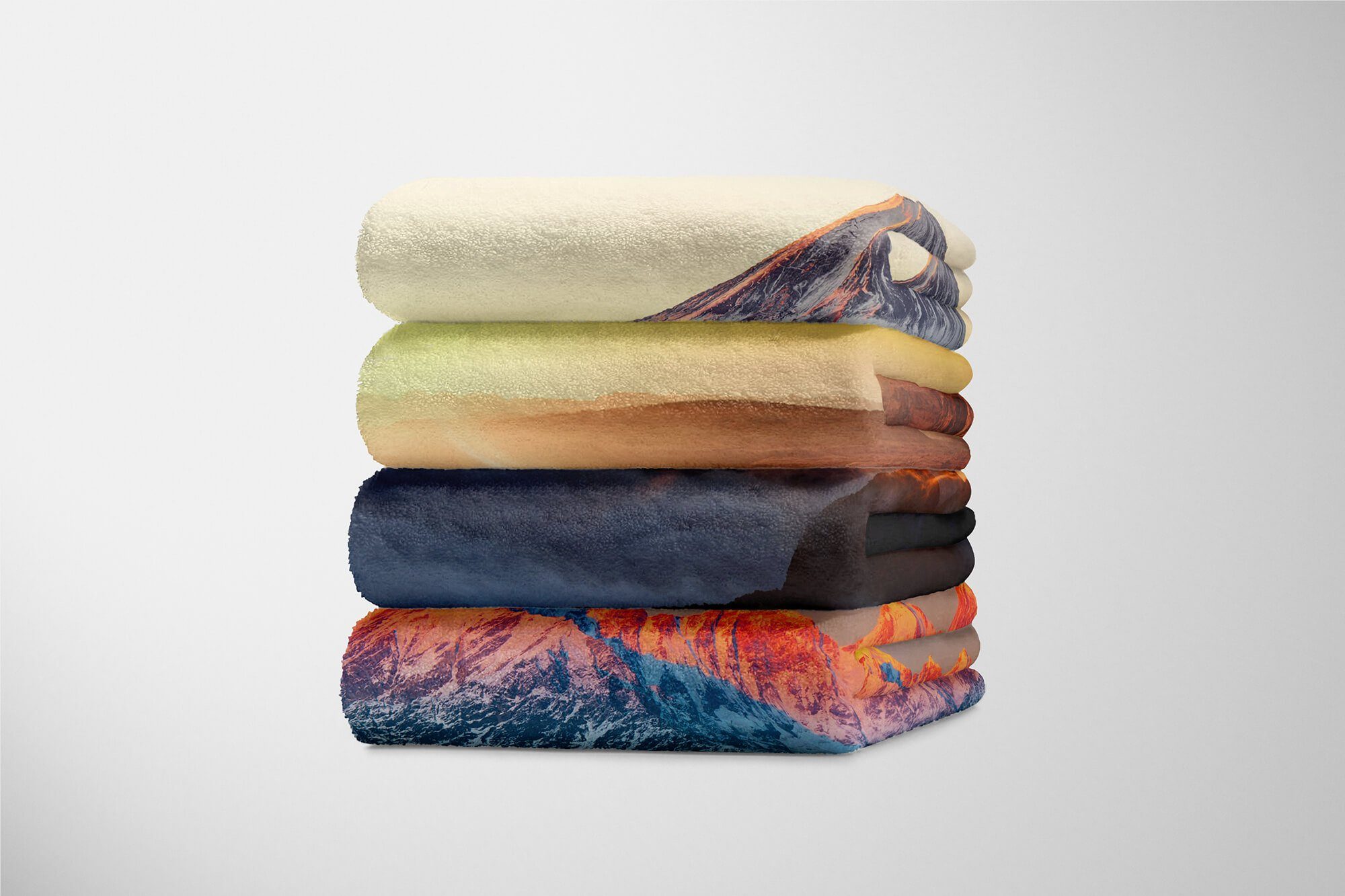 Sinus Art Handtücher Handtuch Strandhandtuch Kuscheldecke (1-St), Baumwolle-Polyester-Mix Sonnenuntergang Wolken, Handtuch Saunatuch mit Sonne Fotomotiv