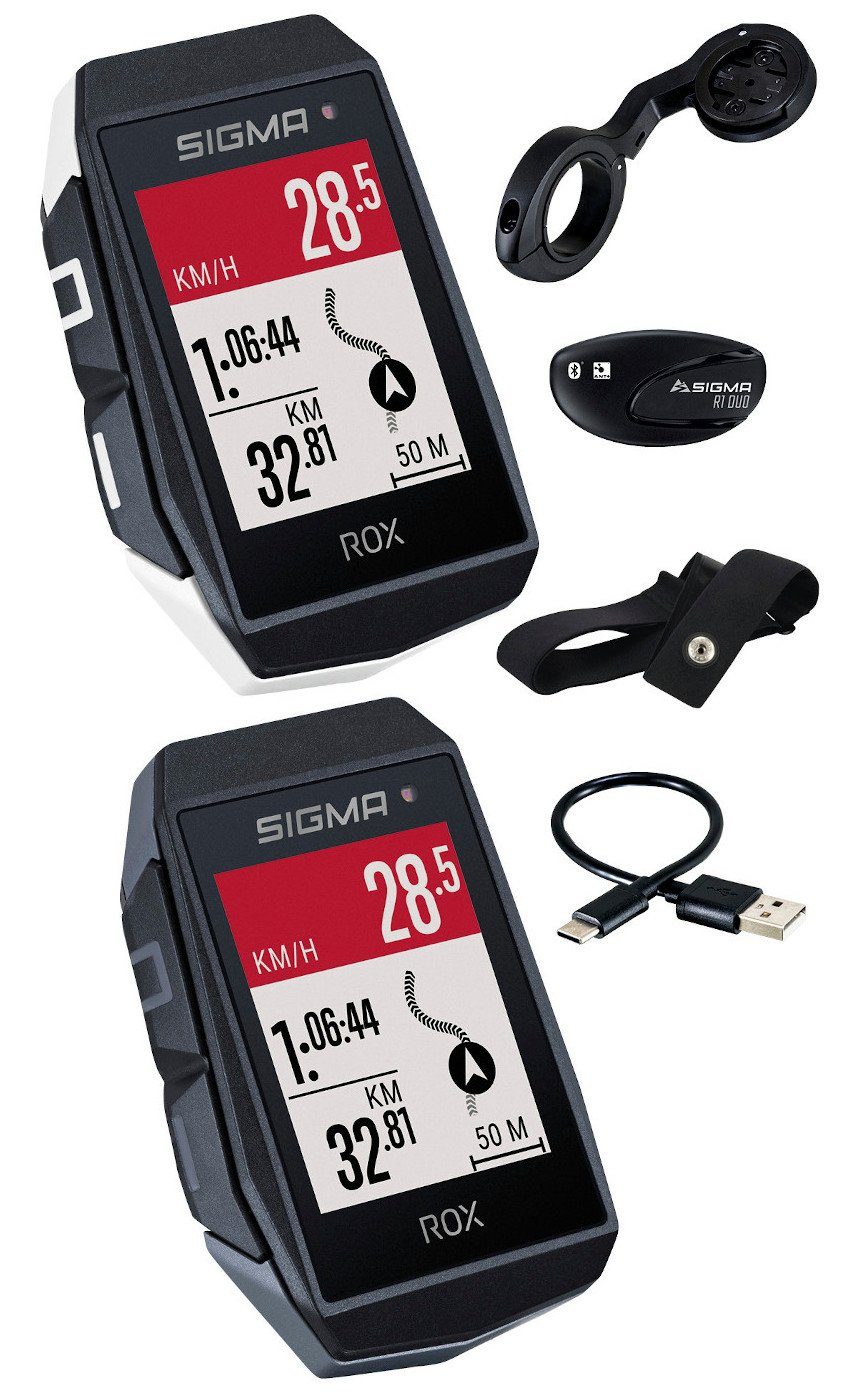SIGMA Fahrradcomputer Rox 11.1 Evo HR Set GPS Bike Computer Navi Fahrradtacho Komoot