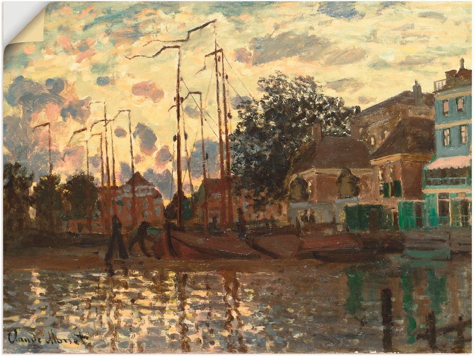 Artland Wandbild Kanal in Zaandam am Abend. 1871, Gewässer (1 St), als  Leinwandbild, Wandaufkleber oder Poster in versch. Größen