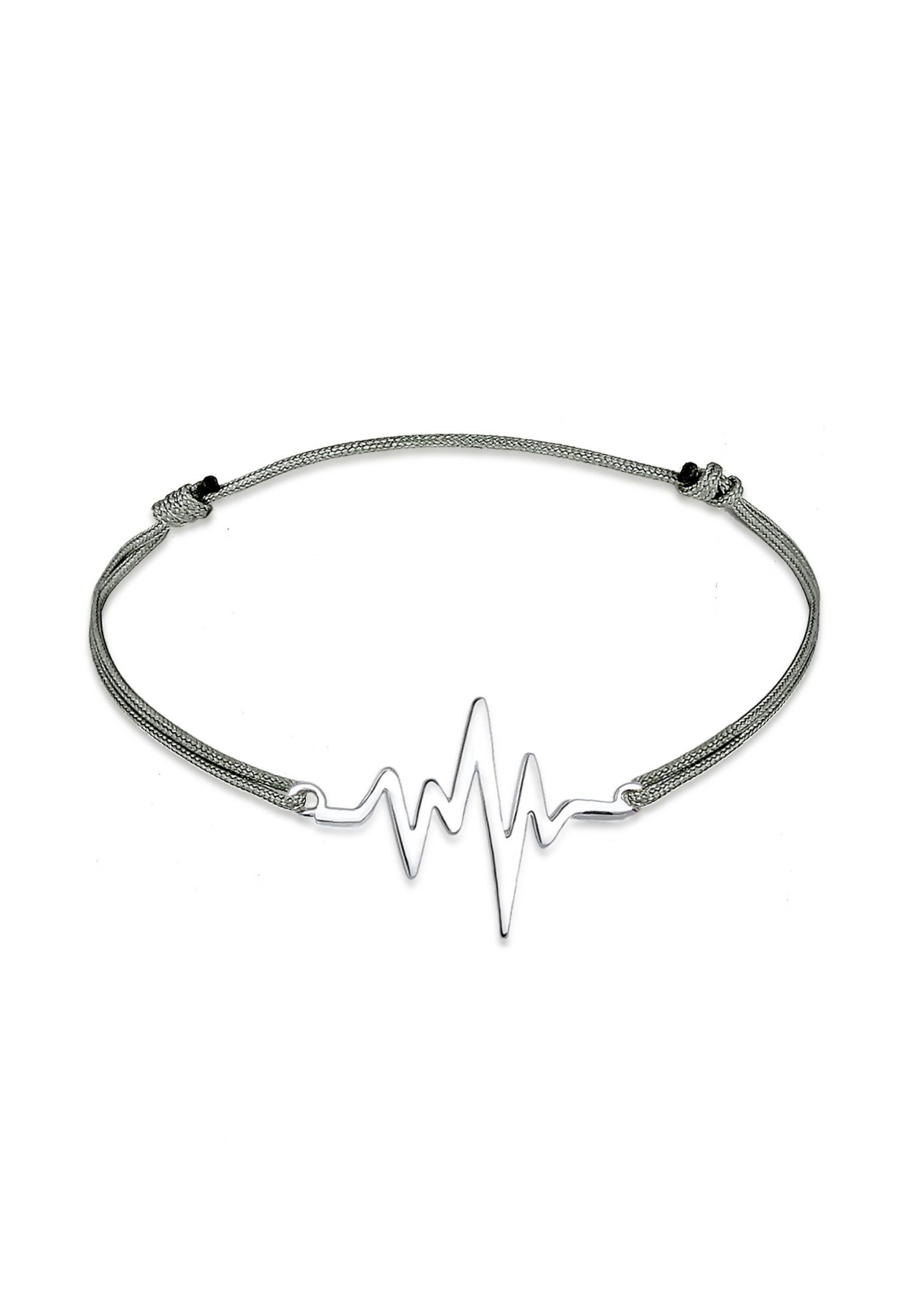 Armband Nylon Anhänger Herzschlag 925 Sterling Silber