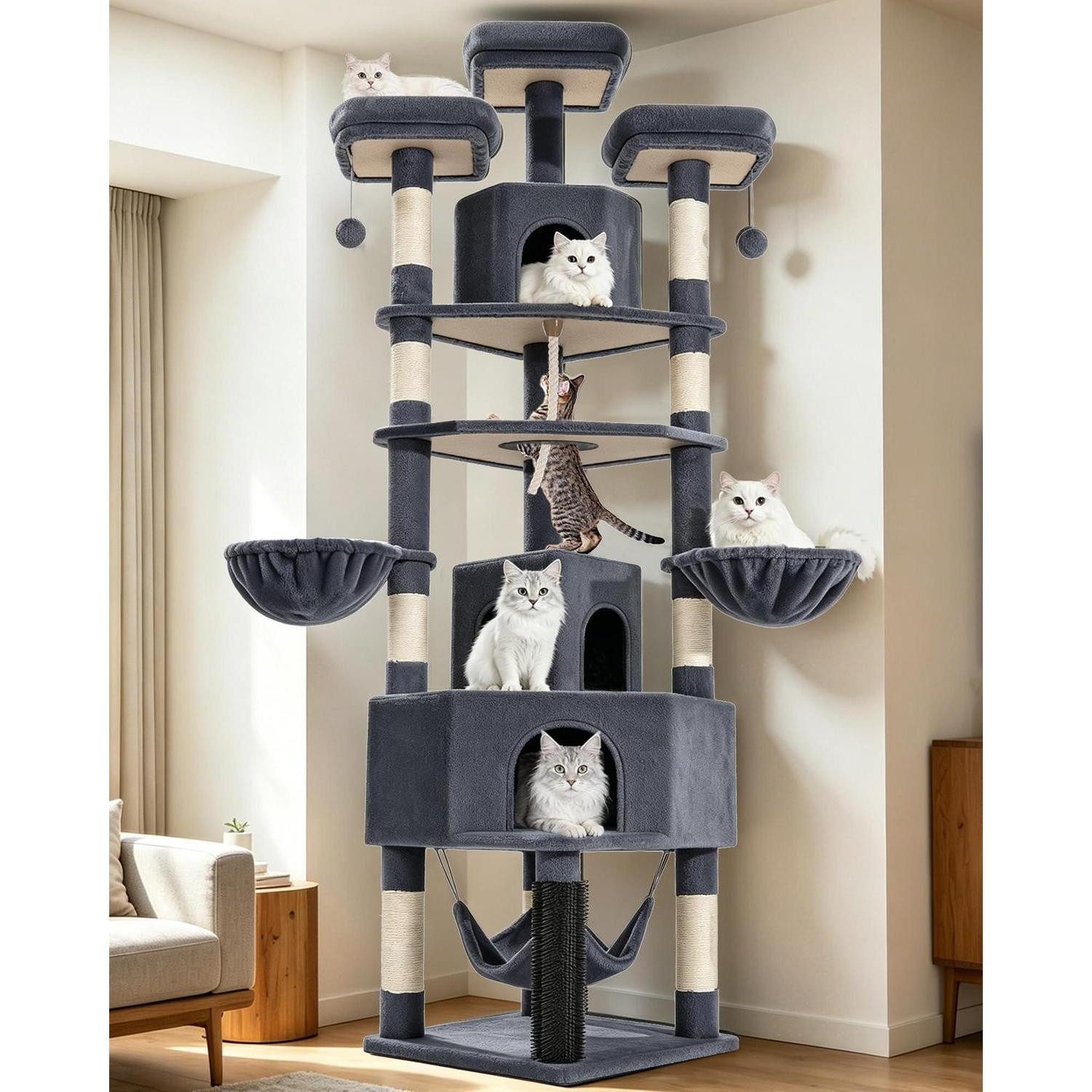 LuxusKollektion Kratzbaum Kratzbaum XXL 220cm Dunkelgrau