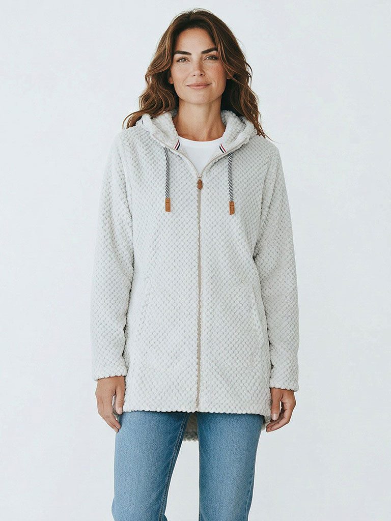 modAS Strickfleecejacke 40614 Damen Fleecemantel in lockerer Optik - Fleecejacke maritime Details