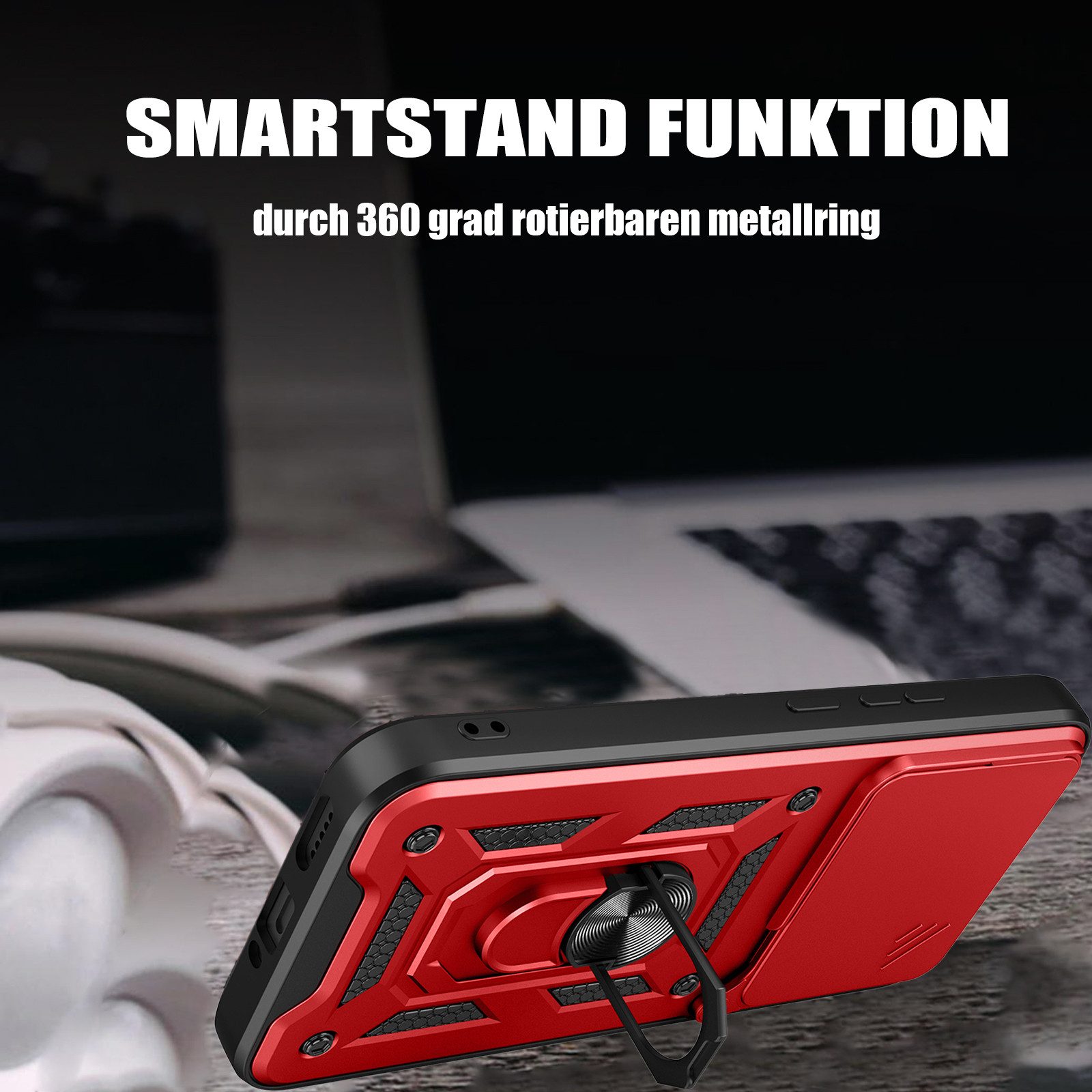 betterfon Handyhülle für Xiaomi Redmi Note 15 Pro 5G Hülle Schutzhülle mit Kameraschutz, Outdoorhülle mit Ringhalter, Silikonkern & präziser Passform – Bild 4 von 5