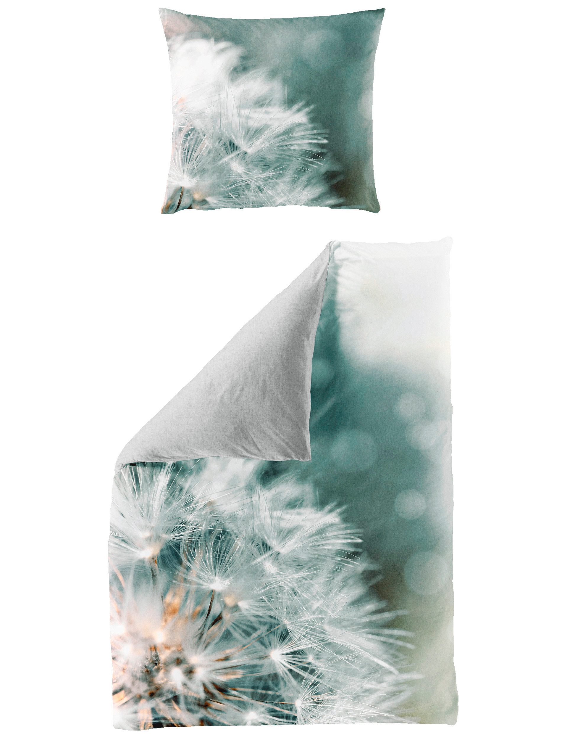 Traumschloss Bettwäsche Mako-Baumwolle, Mako-Satin, 2 teilig, Digitaldruck, reifer Löwenzahn, Pusteblume