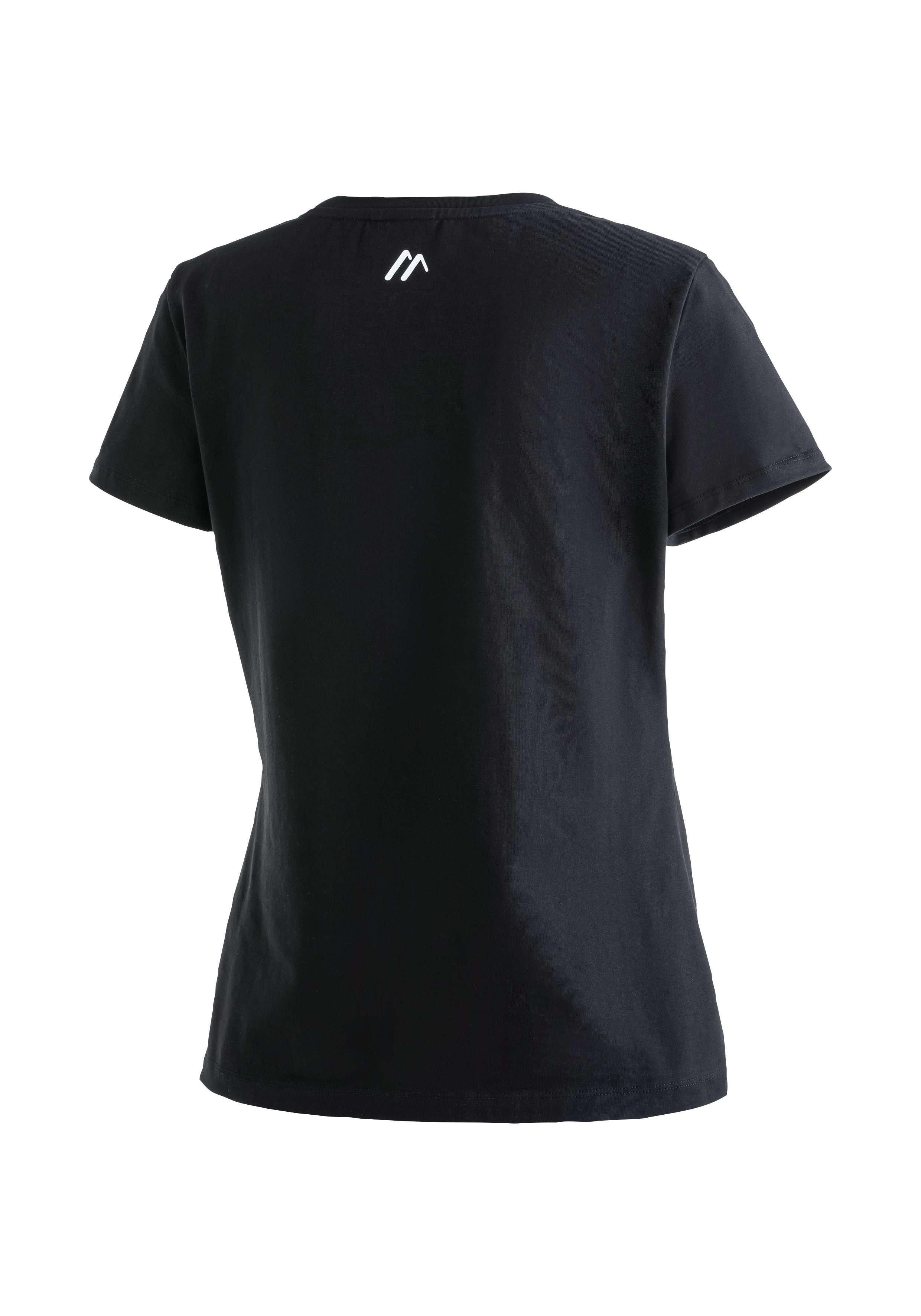MS schwarz Tee Rundhalsshirt Material Vielseitiges elastischem W Funktionsshirt Maier aus Sports