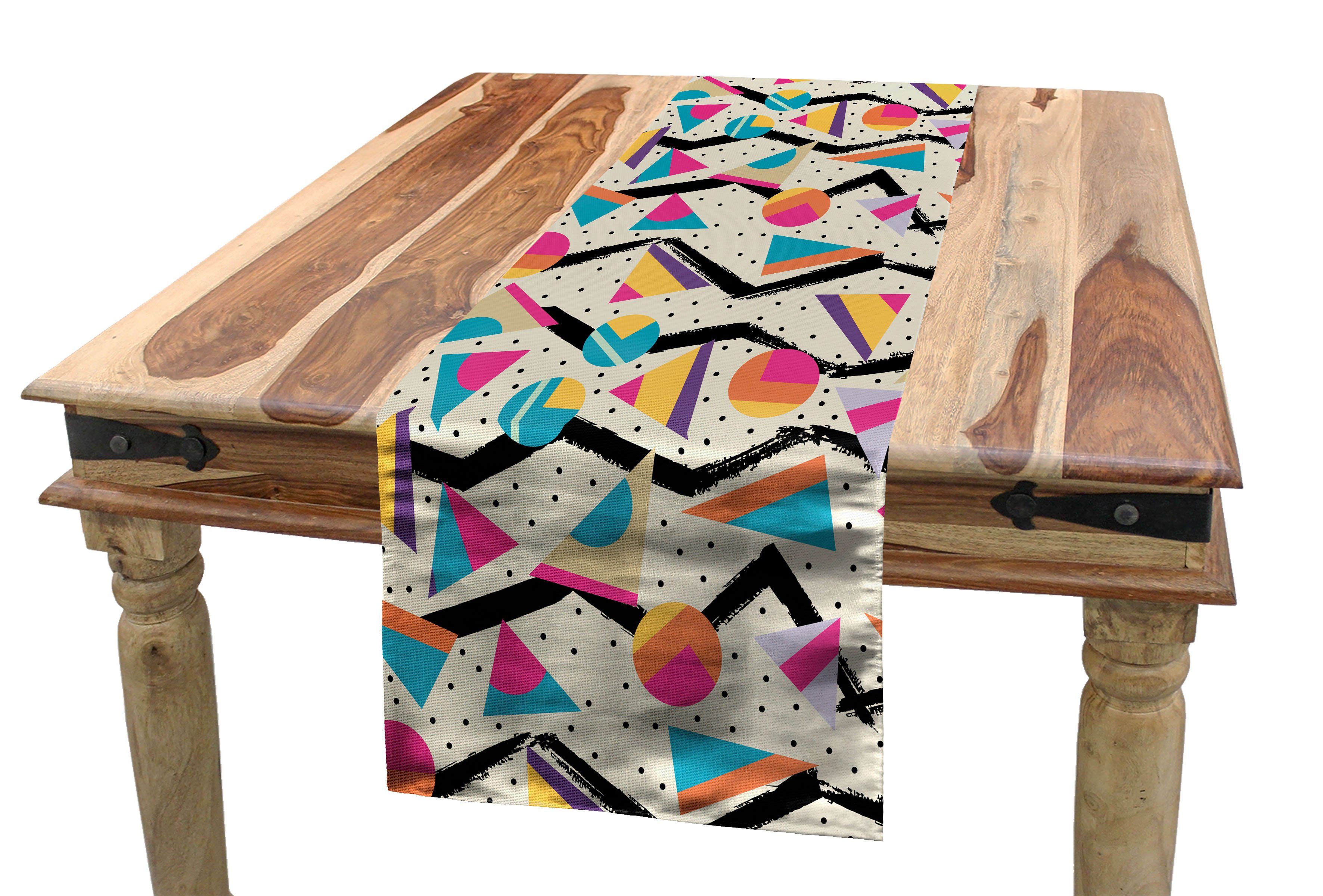 Tischläufer Abakuhaus 80er Küche Tischläufer, Rechteckiger Geometrischer Memphis Jahrgang Dekorativer Esszimmer