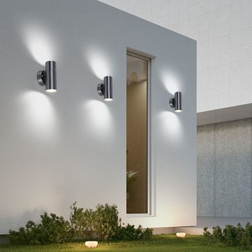 etc-shop Außen-Wandleuchte, Leuchtmittel nicht inklusive, 2er Set Up Down Strahler Fassaden Beleuchtung Außen Wand