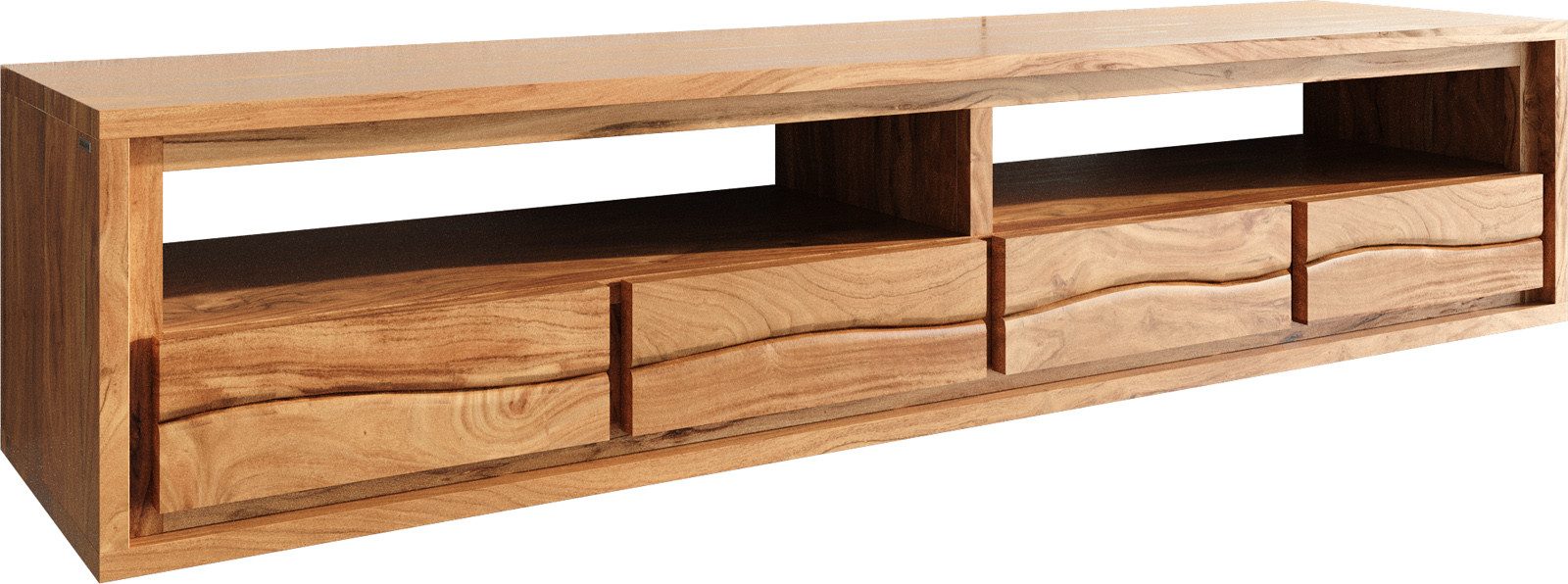 DELIFE Lowboard Live-Edge, Akazie Natur 190 cm 4 Schübe schwebend Lowboard