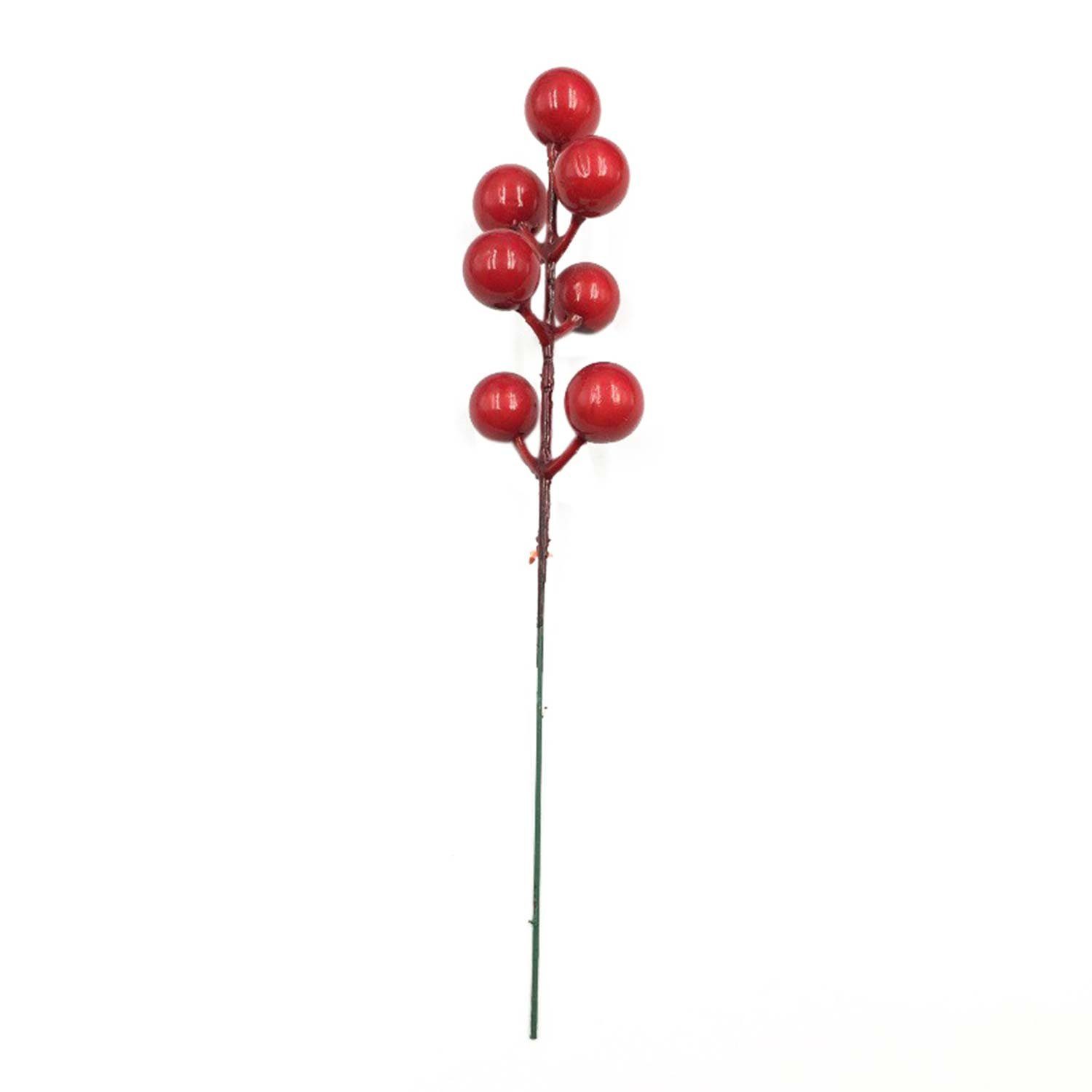 Kunstpflanze Tannennadeln Kiefernnadel Rote Früchte MAGICSHE Weihnachtsdeko