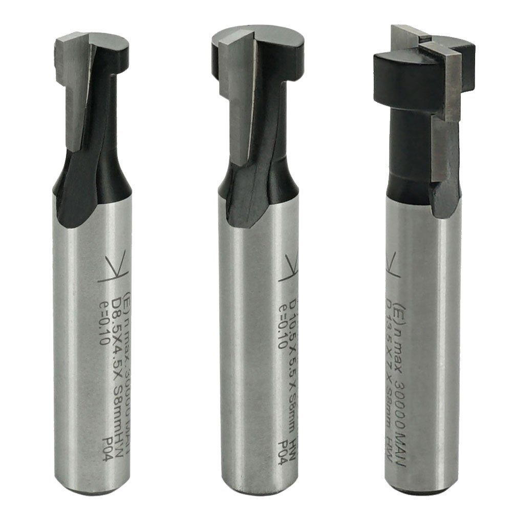 T-Nutfräser-Set, Ø Sechskantschrauben European Tools 09003 M6 und M5, optimiert M8 ENT Schaft 3-tlg. Norm Hartmetall T-Nutfräser mm, Fräserset, 8 - für