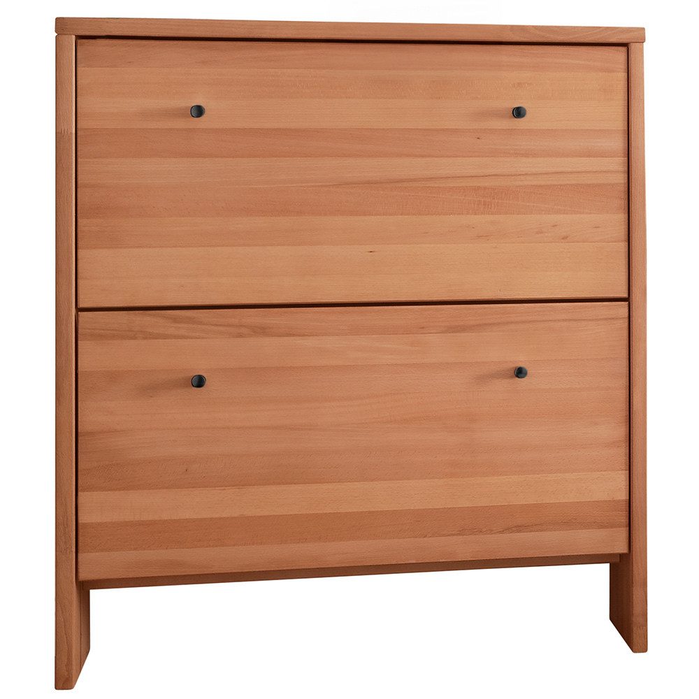 Lomadox Schuhschrank CUENCA-137 Massivholz Buche, 2 Klappen, Softclose, Schuhkipper