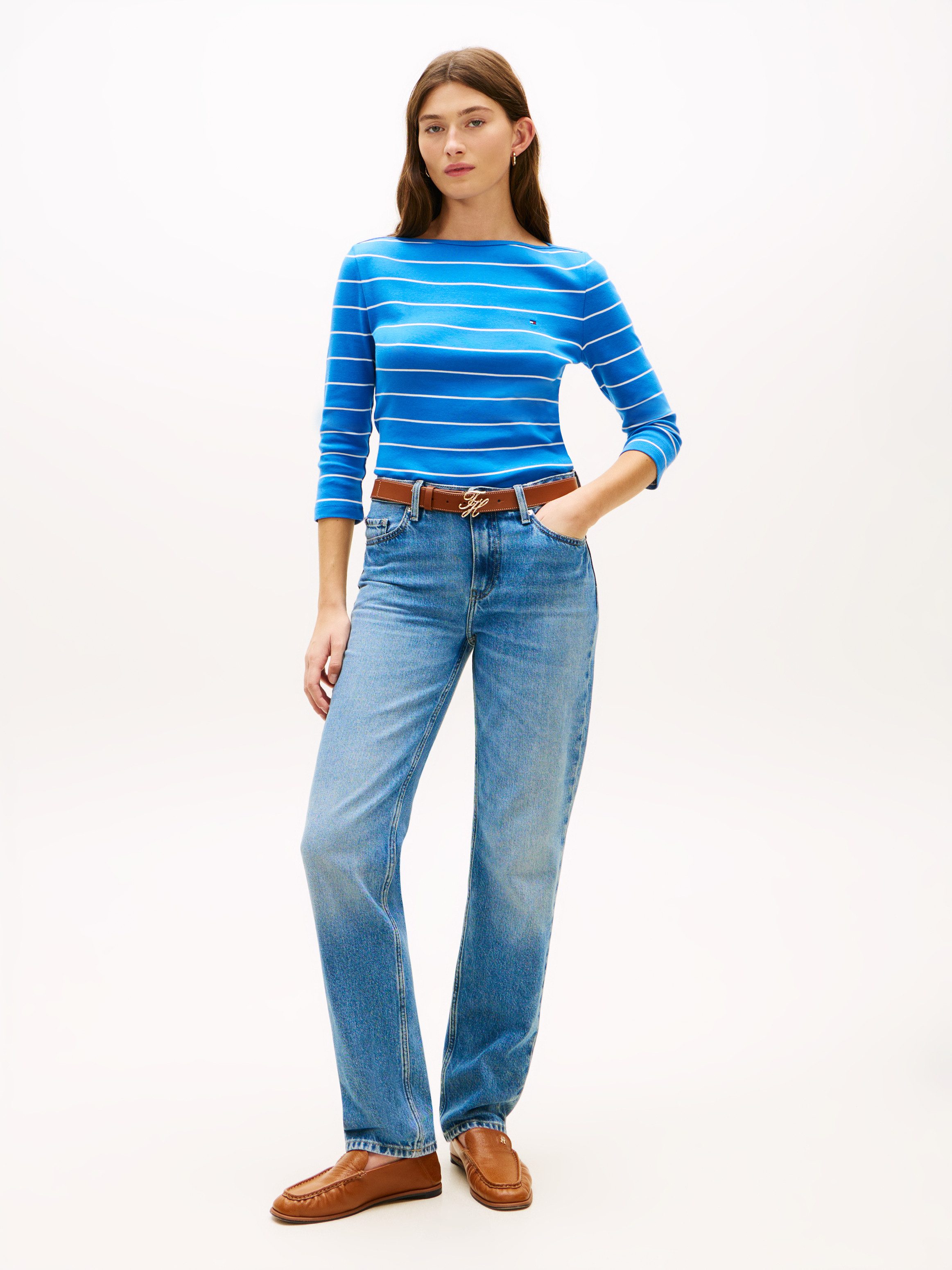 Tommy Hilfiger 3/4-Arm-Shirt NEW CODY SLIM BOAT-NECK mit Logostickerei