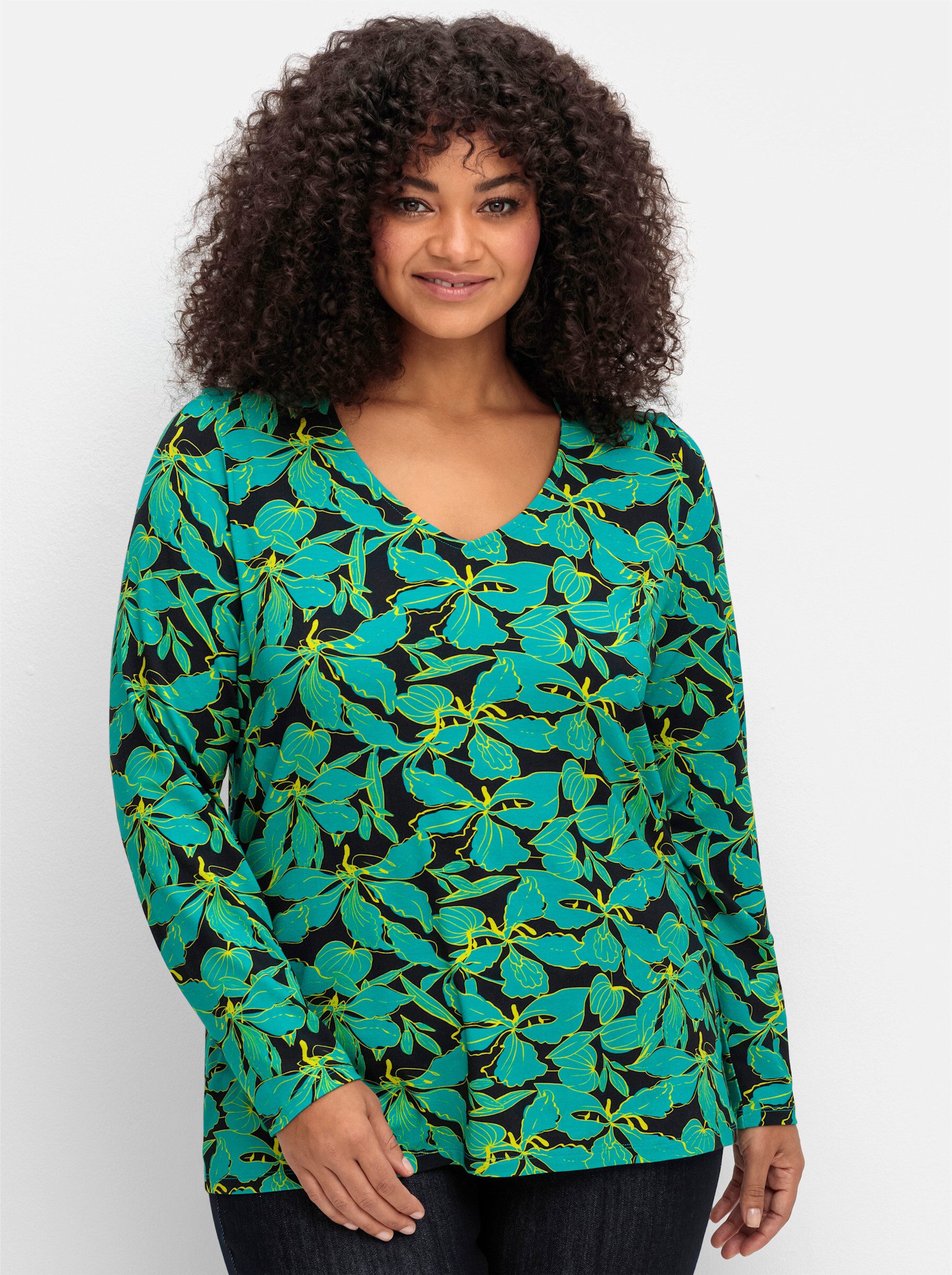 sheego by Joe Browns T-Shirt Langarmshirt . mit floralem Alloverprint günstig online kaufen