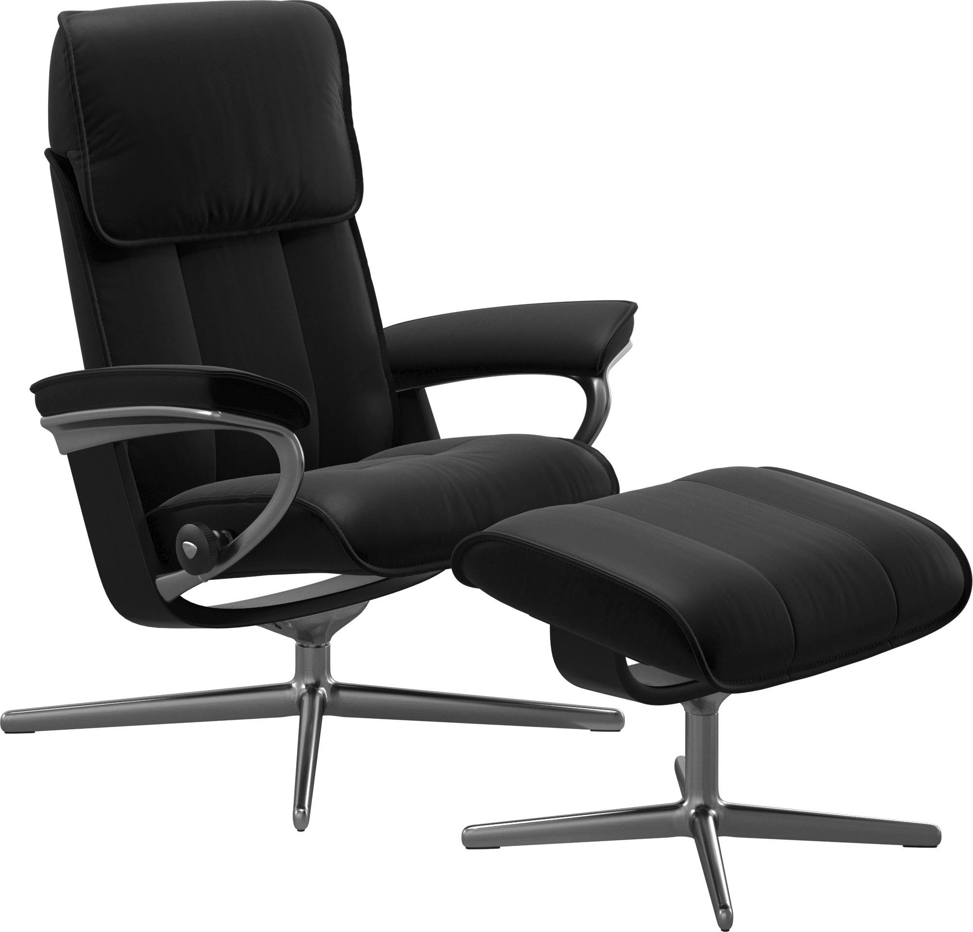 Stressless® Relaxsessel Admiral (Set, Relaxsessel inkl. Hocker), mit Cross  Base, Größe M & L, Holzakzent Schwarz