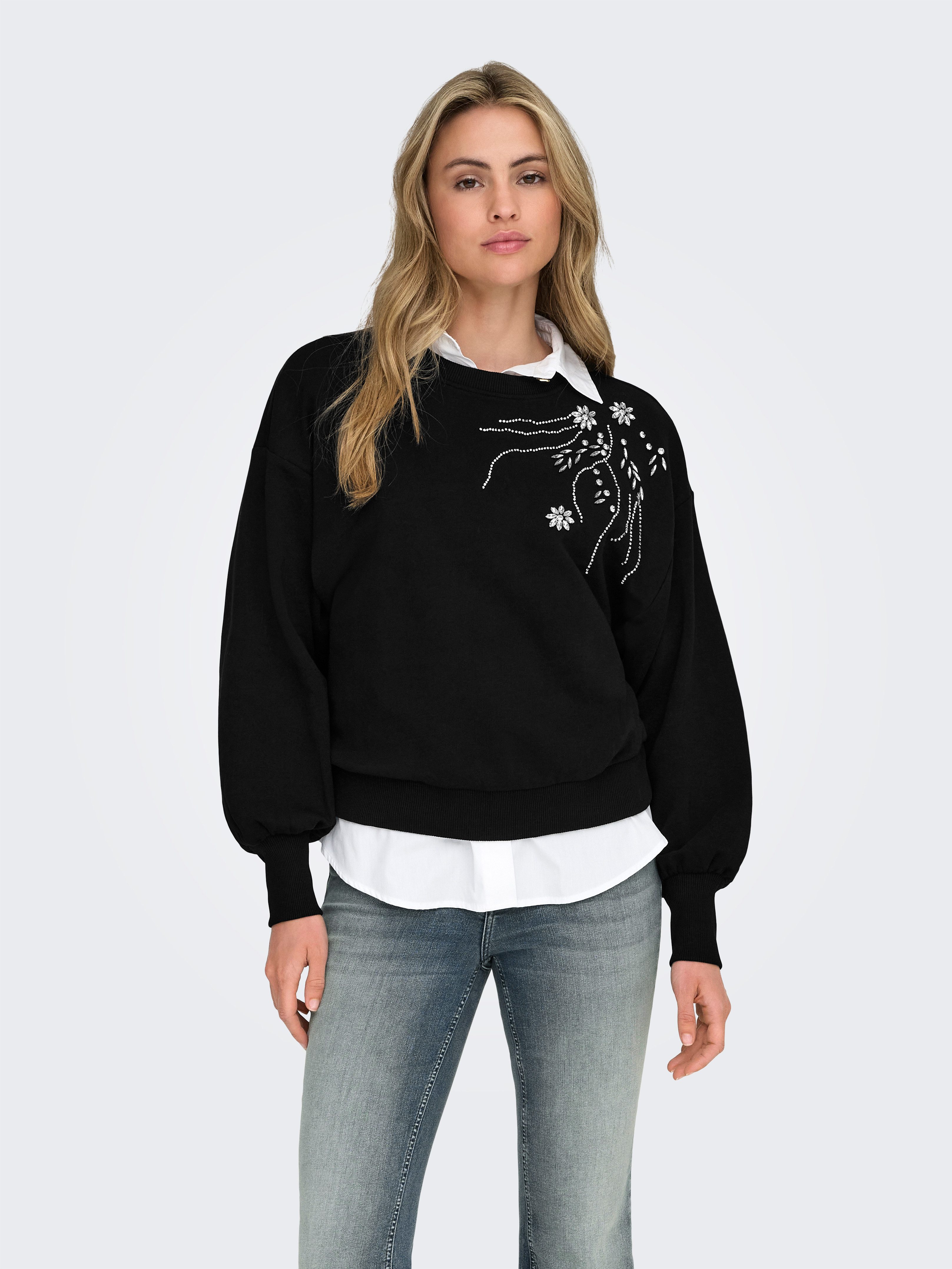 ONLY Sweatshirt ONLCAMELA BROOKE GLITTER LS ONECK UB SWT Baumwollmischung, günstig online kaufen