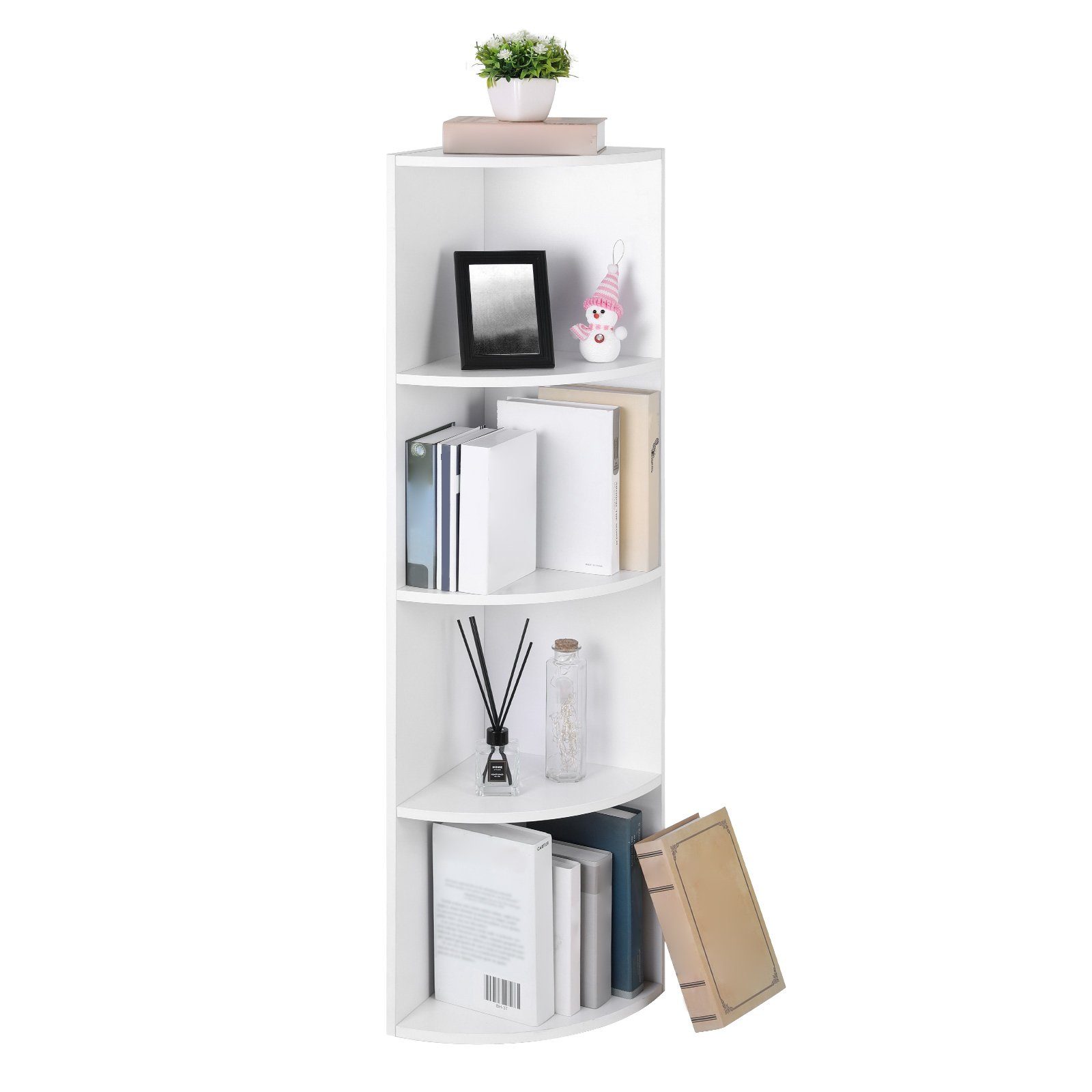 VASAGLE Eckregal, Bücherregal, 4 Ebenen, Standregal, freistehende Aufbewahrungsregale